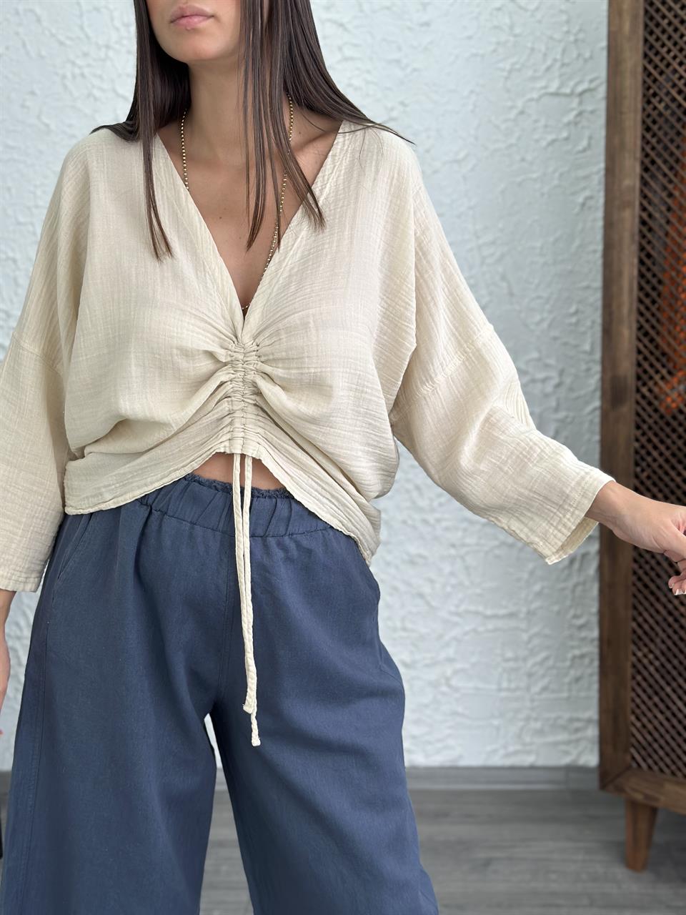 MATİLDA BEJ MÜSLİN BLUZ