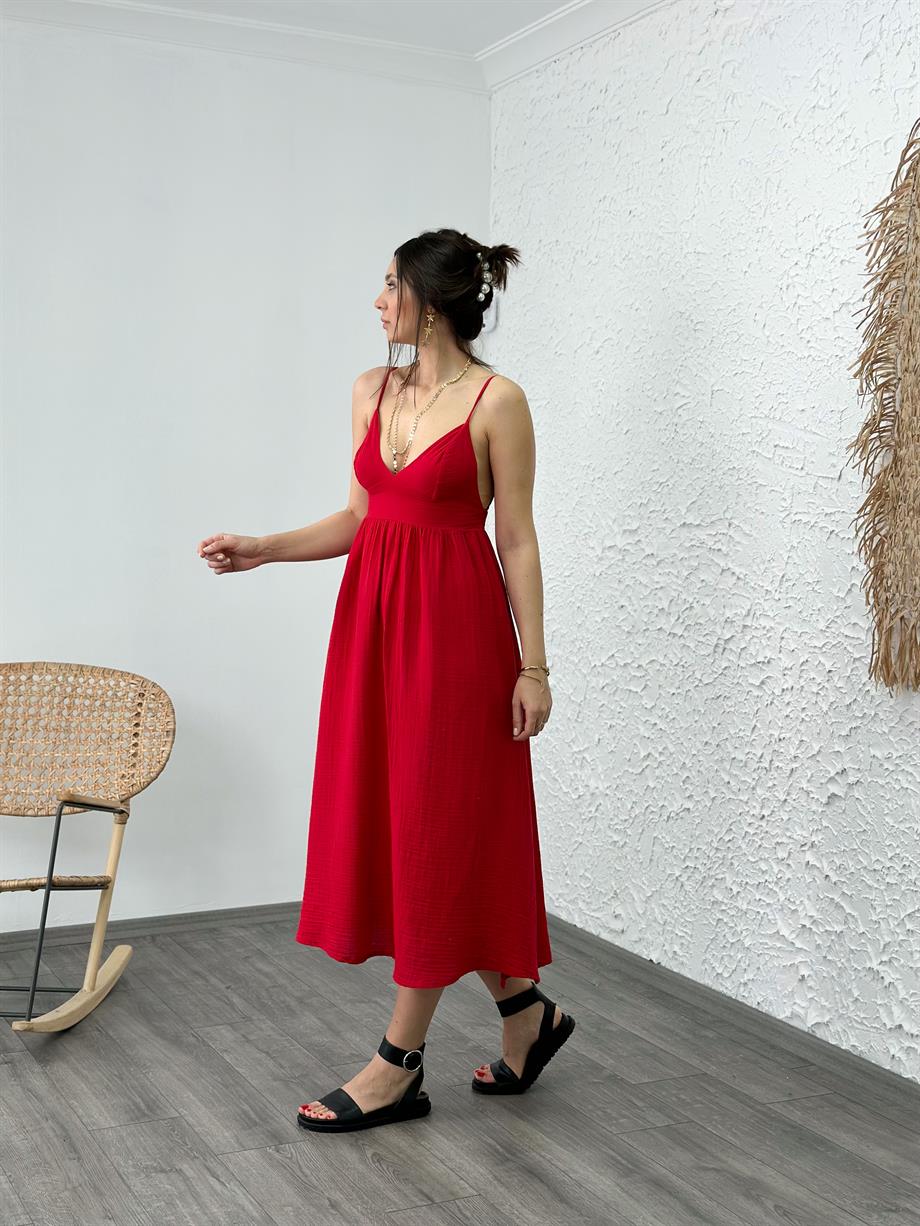 MEİS VİŞNE MÜSLİN ELBİSE