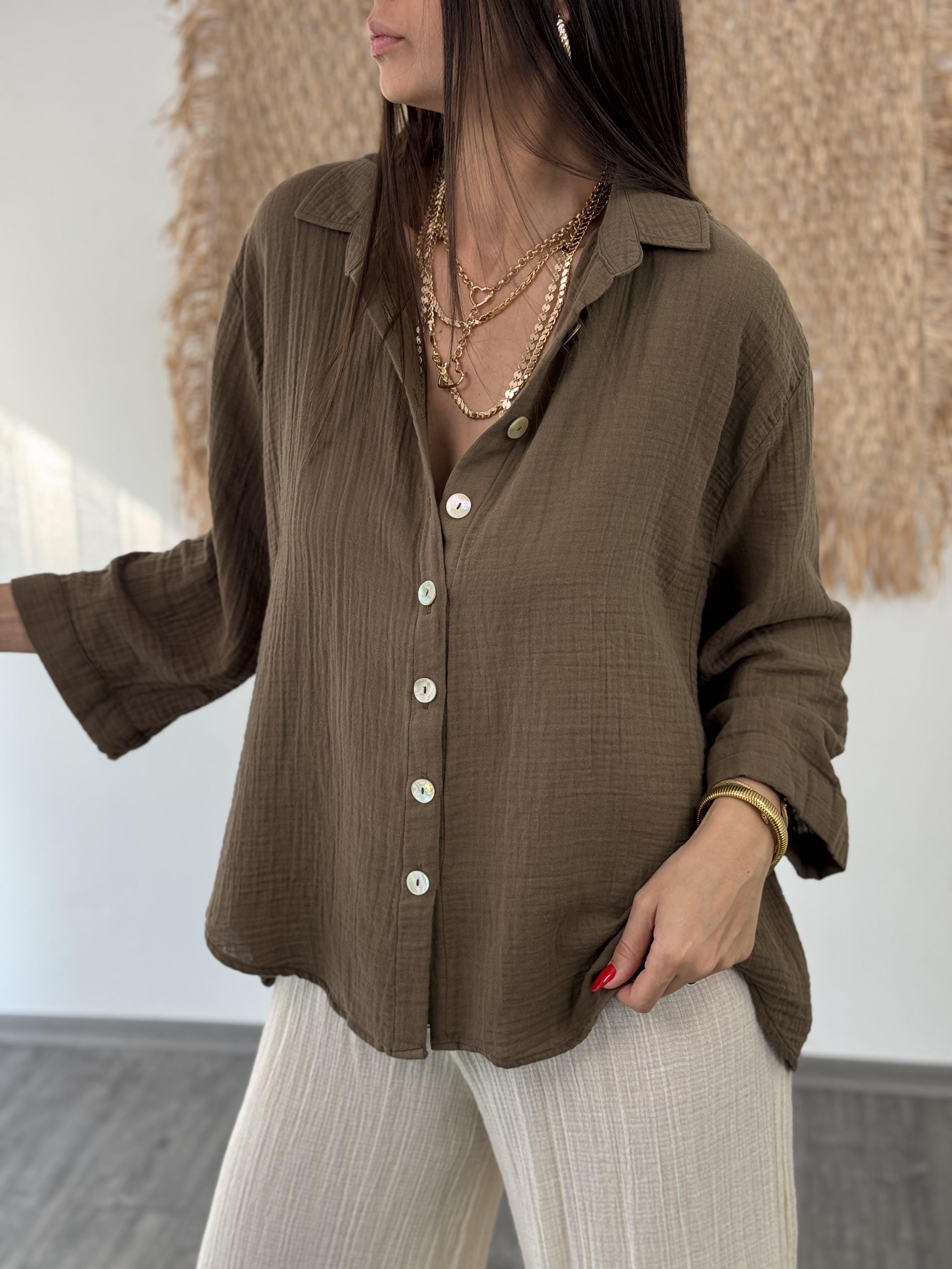 MİNSK ACI KAHVE MÜSLİN GÖMLEK