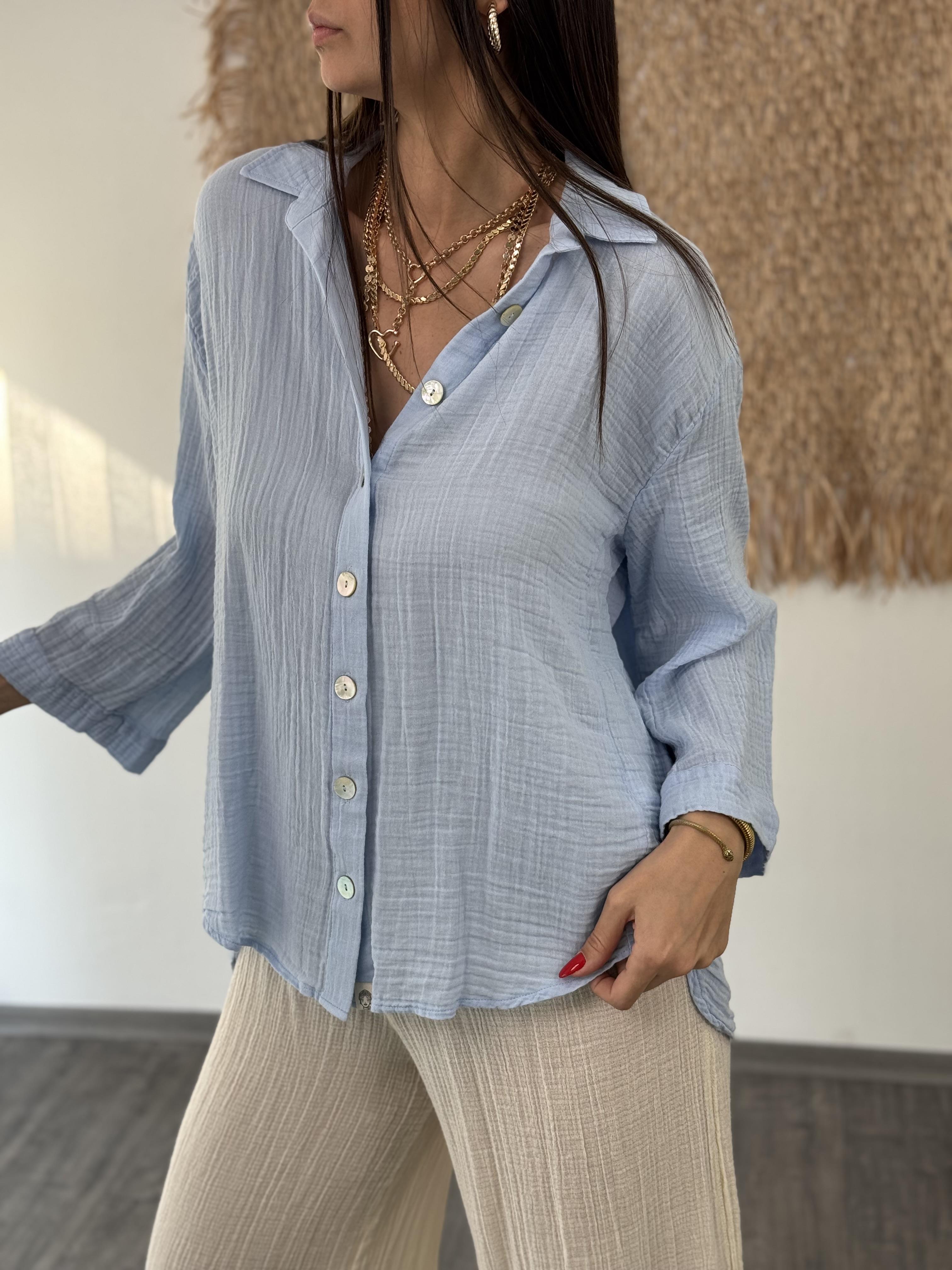 MİNSK BEBE MAVİ MÜSLİN GÖMLEK