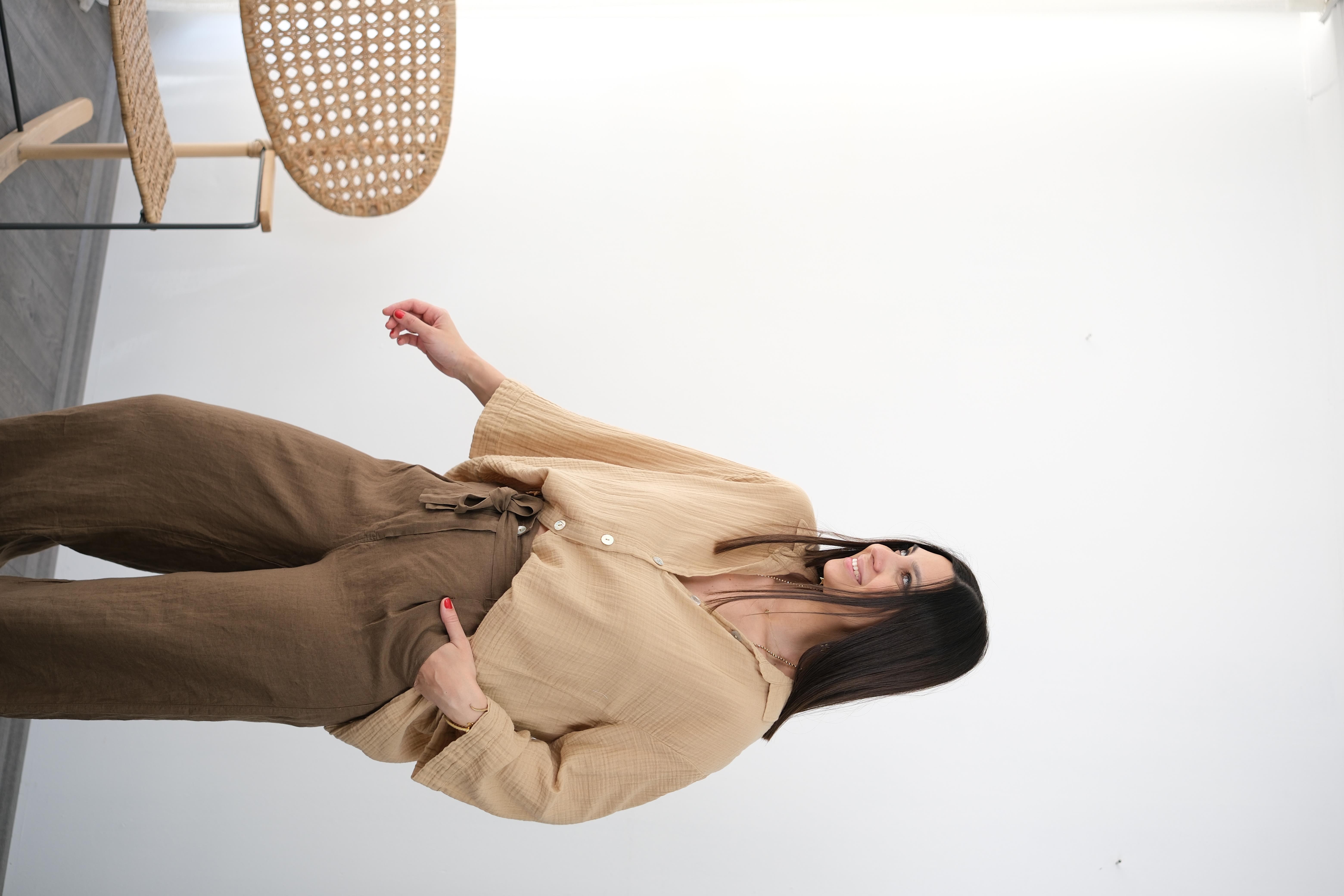 MİNSK KUM BEJİ MÜSLİN GÖMLEK