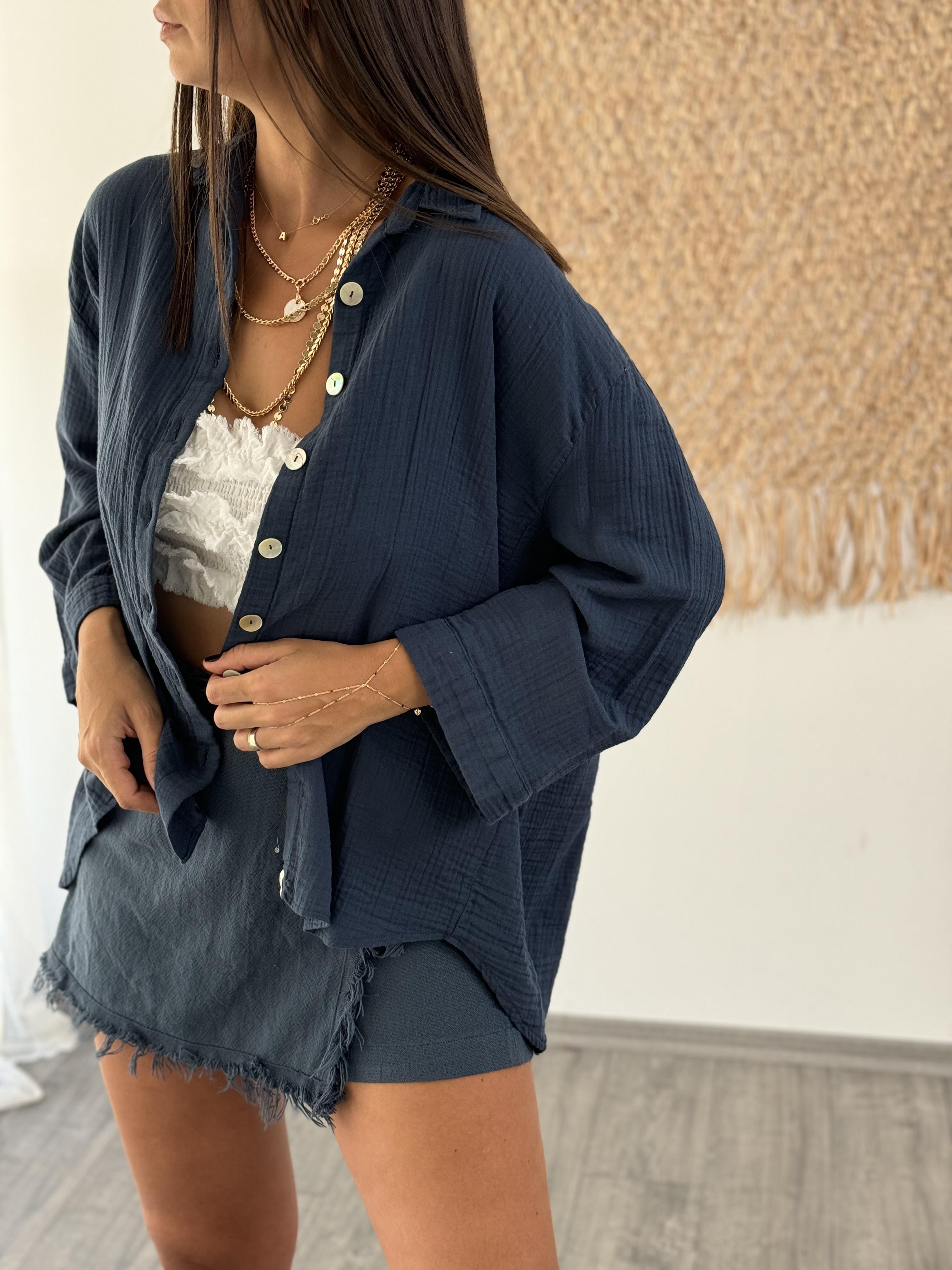 MİNSK PETROL MAVİSİ MÜSLİN GÖMLEK