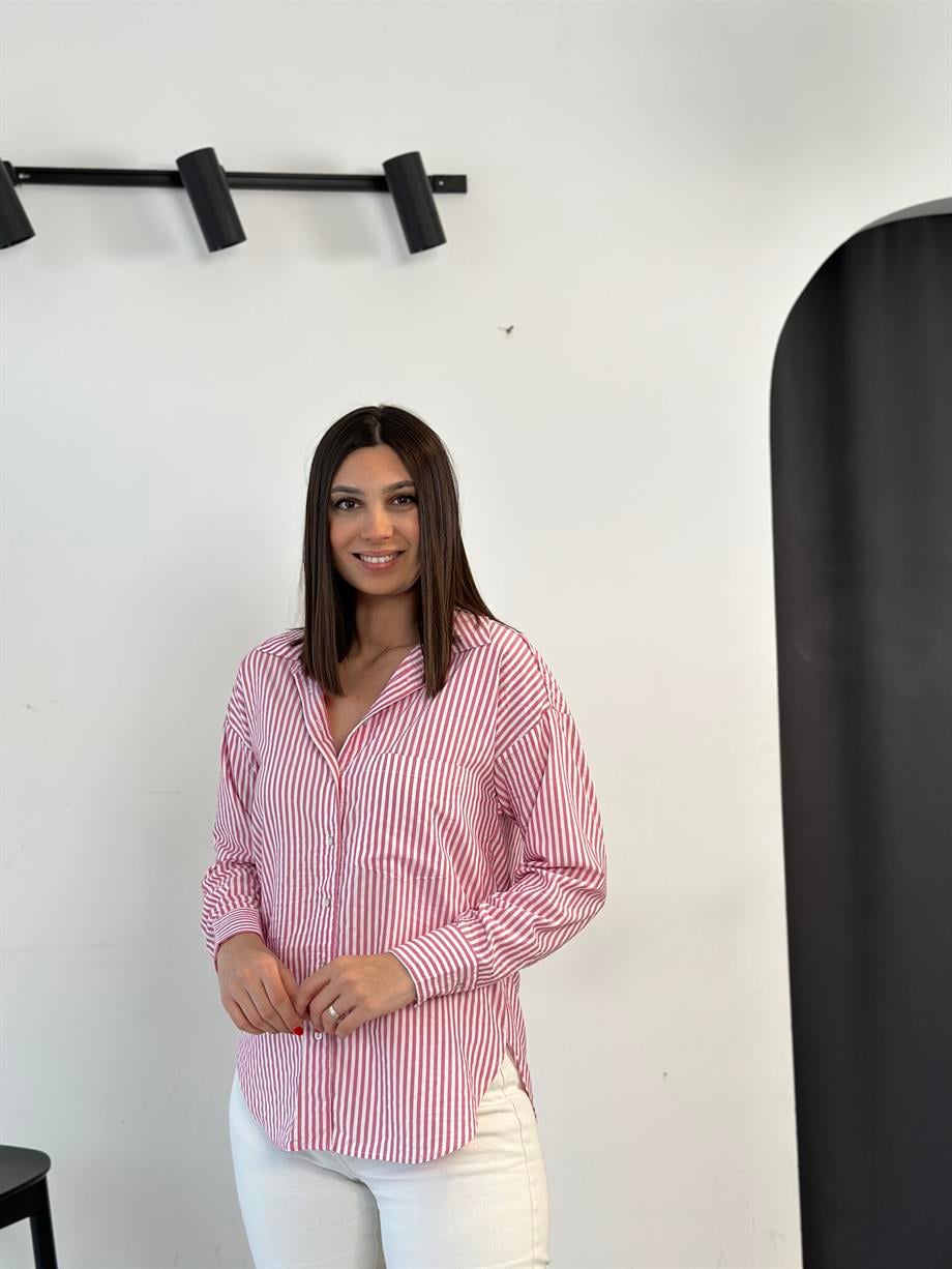 MONACA PEMBE ÇİZGİLİ GÖMLEK