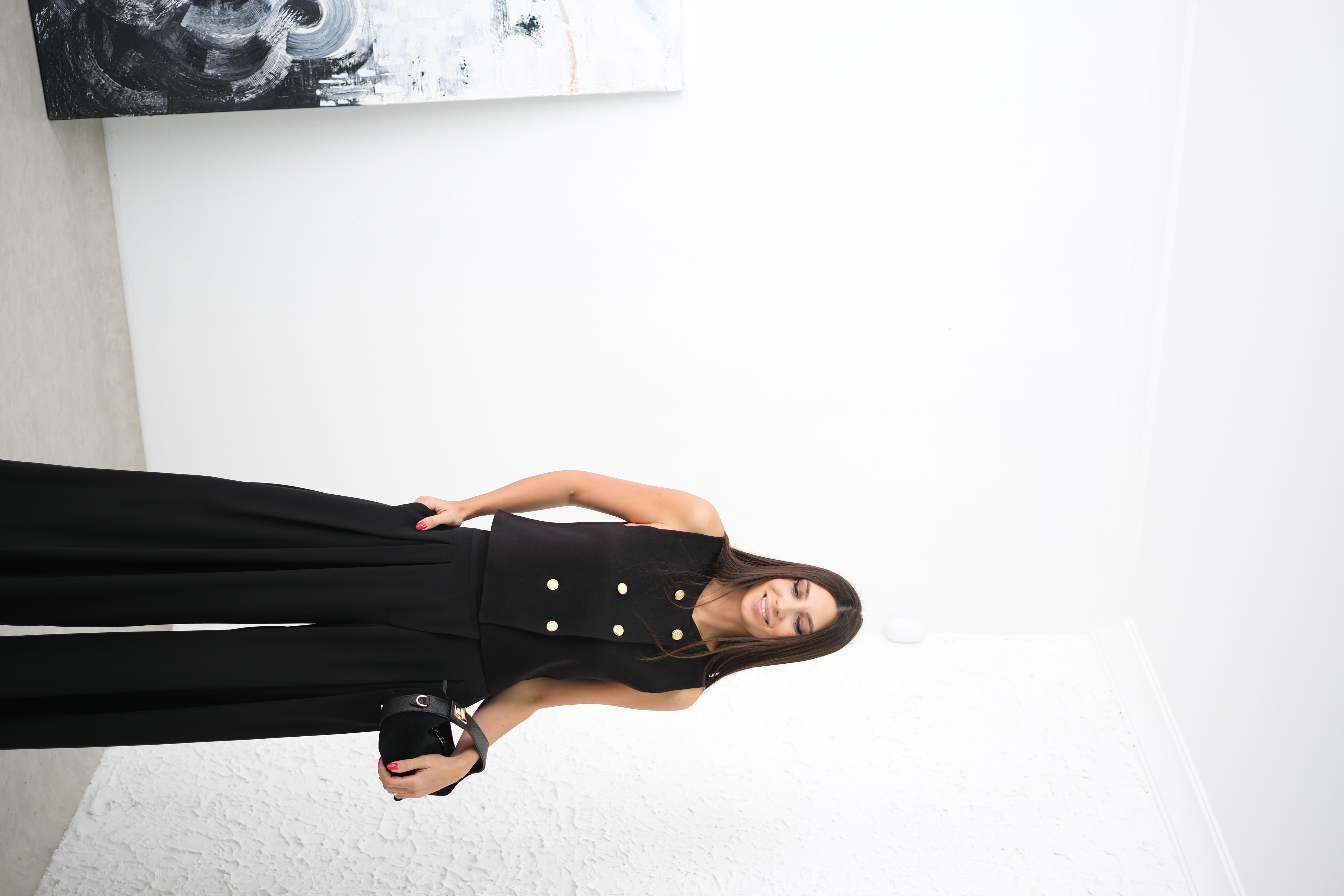 MOODY DÜĞMELİ SİYAH YELEK BLUZ