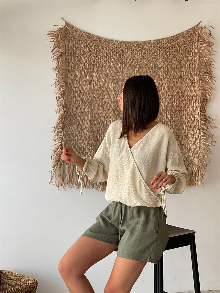 NAPORTEN BEJ MÜSLİN BLUZ