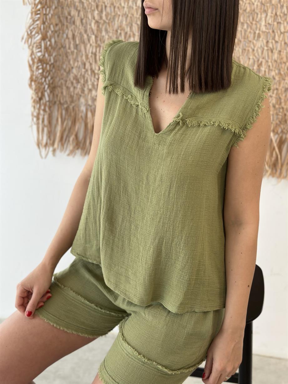 NATURAL SAGE GREEN BLUZ