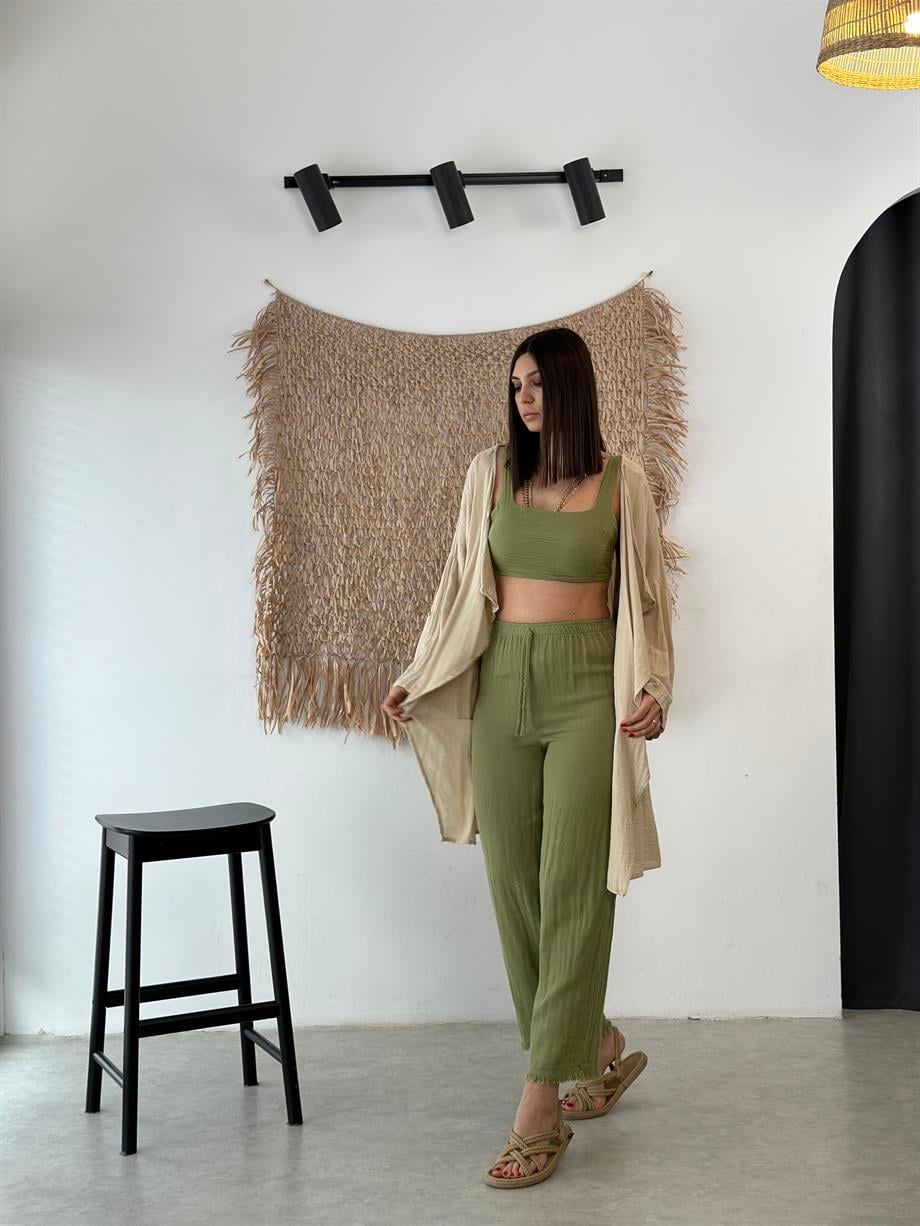 NATURAL SAGE GREEN PANTOLON