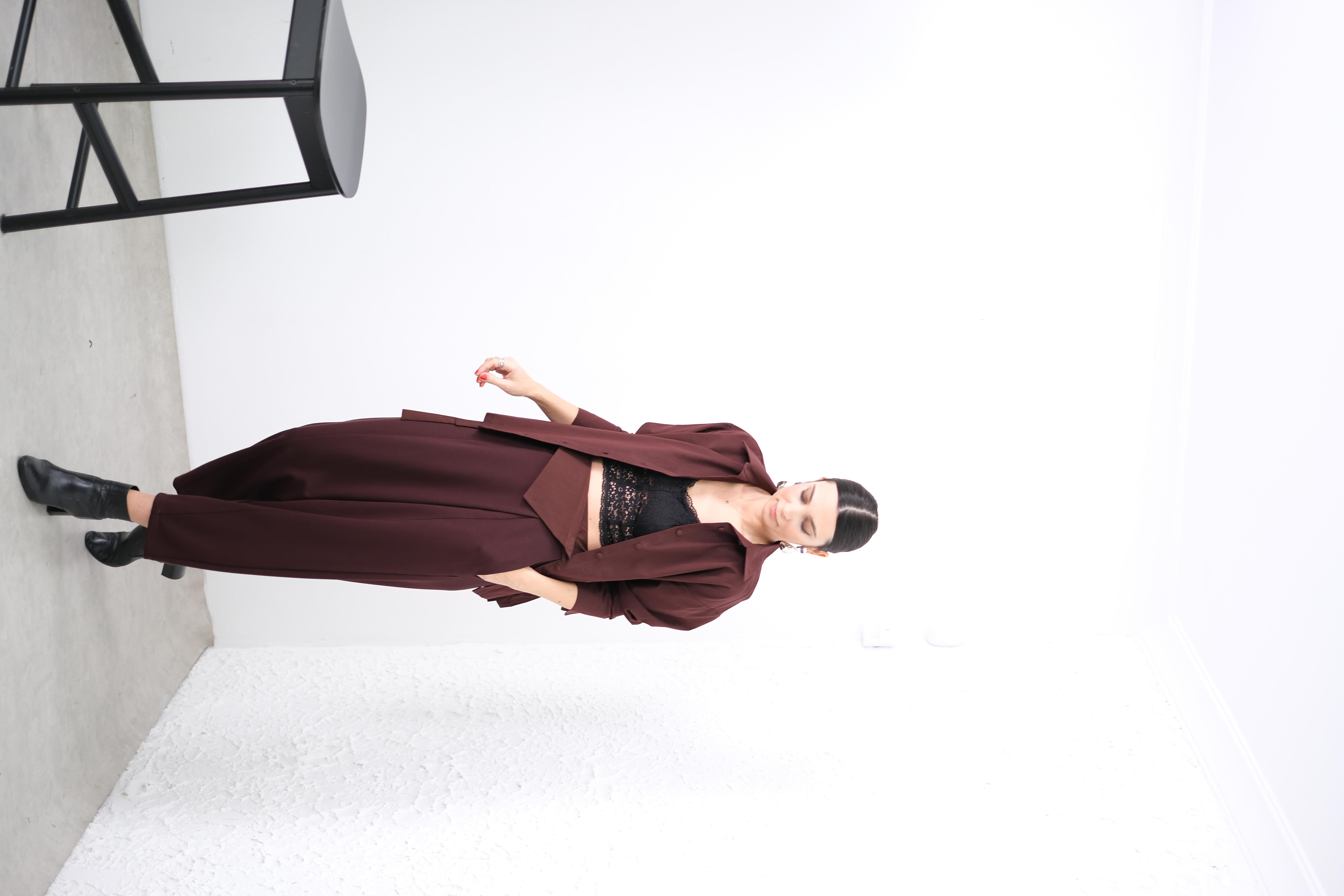 NERO TASARIM BORDO MODAL PANTOLON