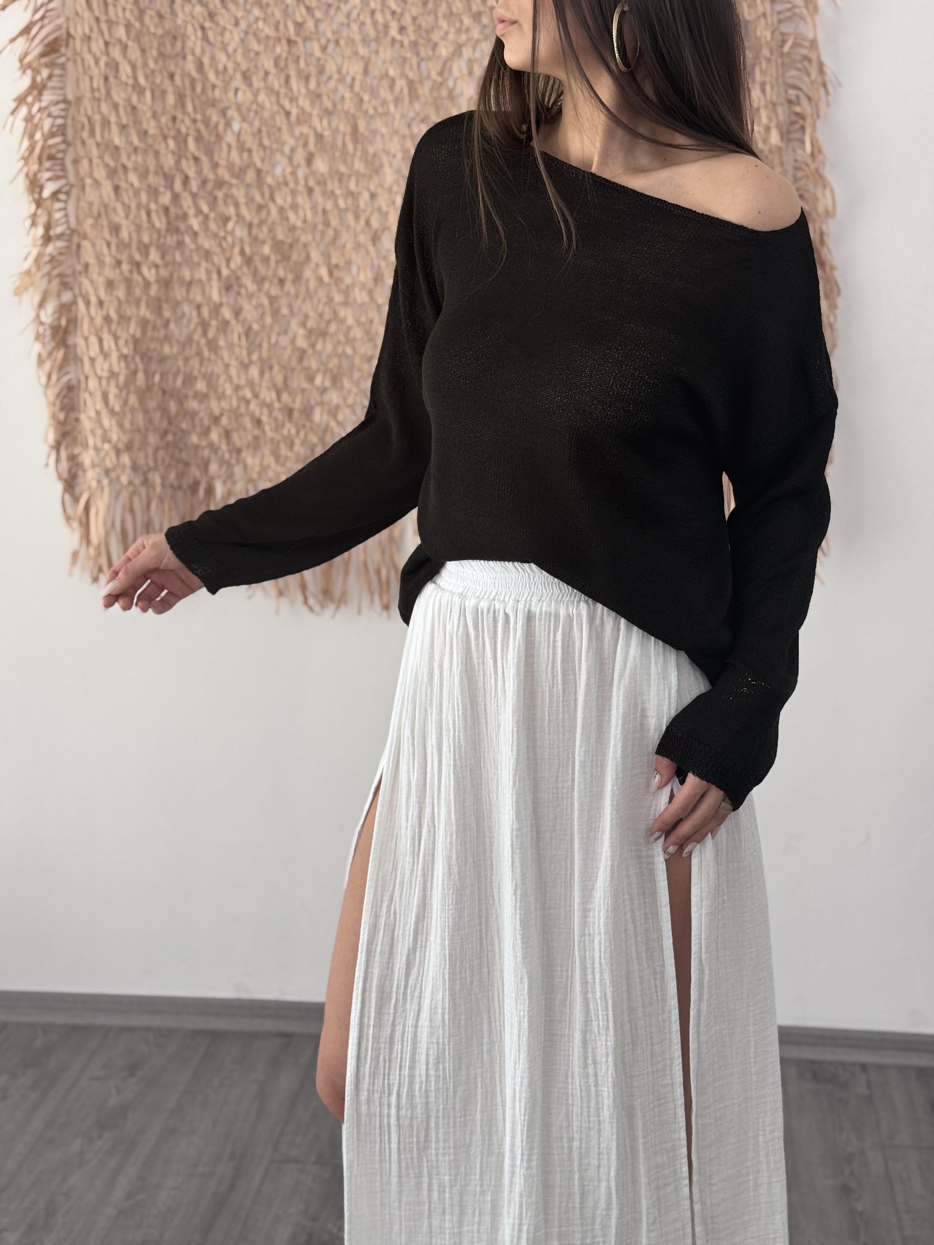 NOLA SİYAH MERSERİZE BLUZ