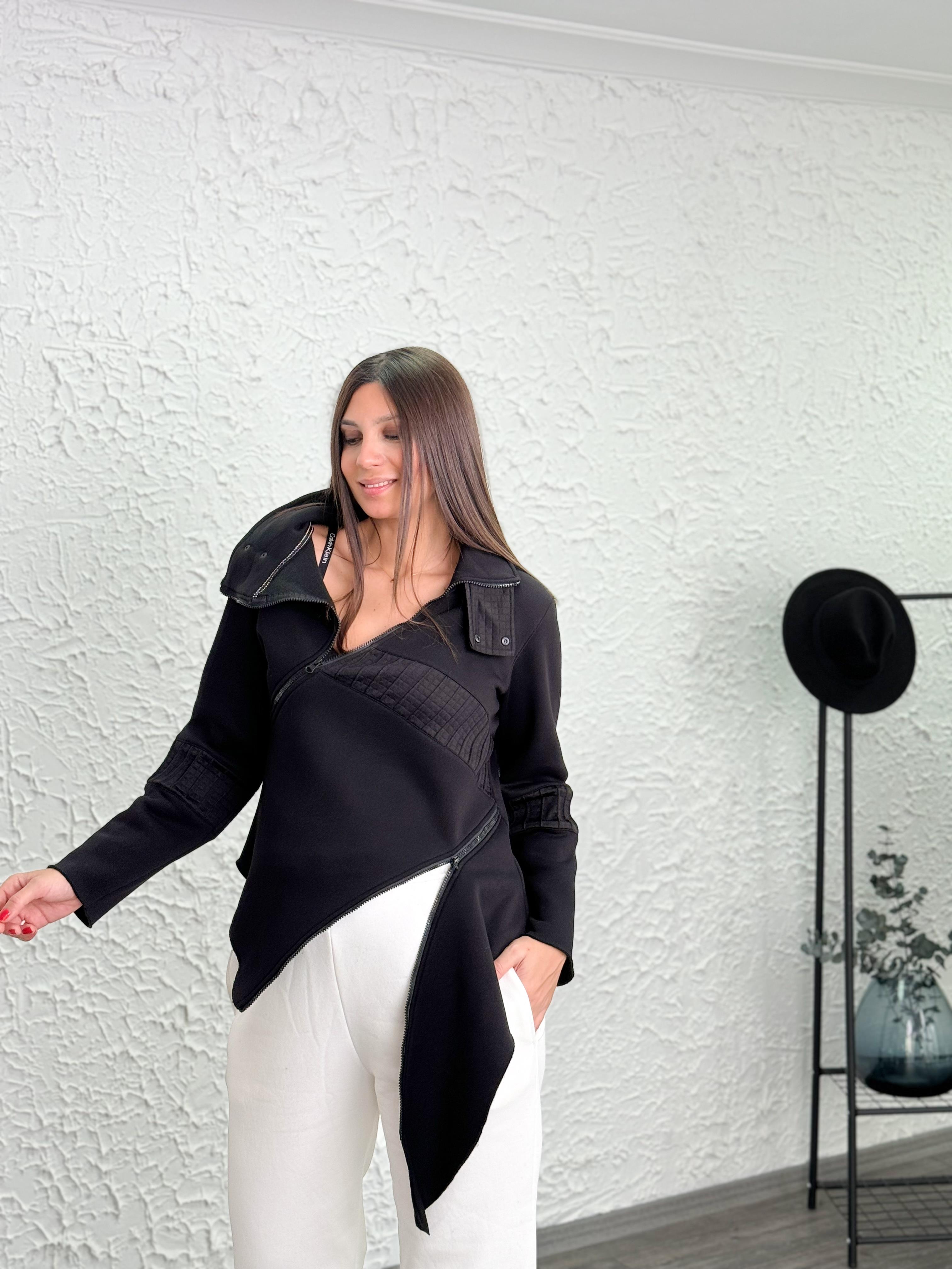 ODİSE ASİMETRİK SİYAH SWEAT