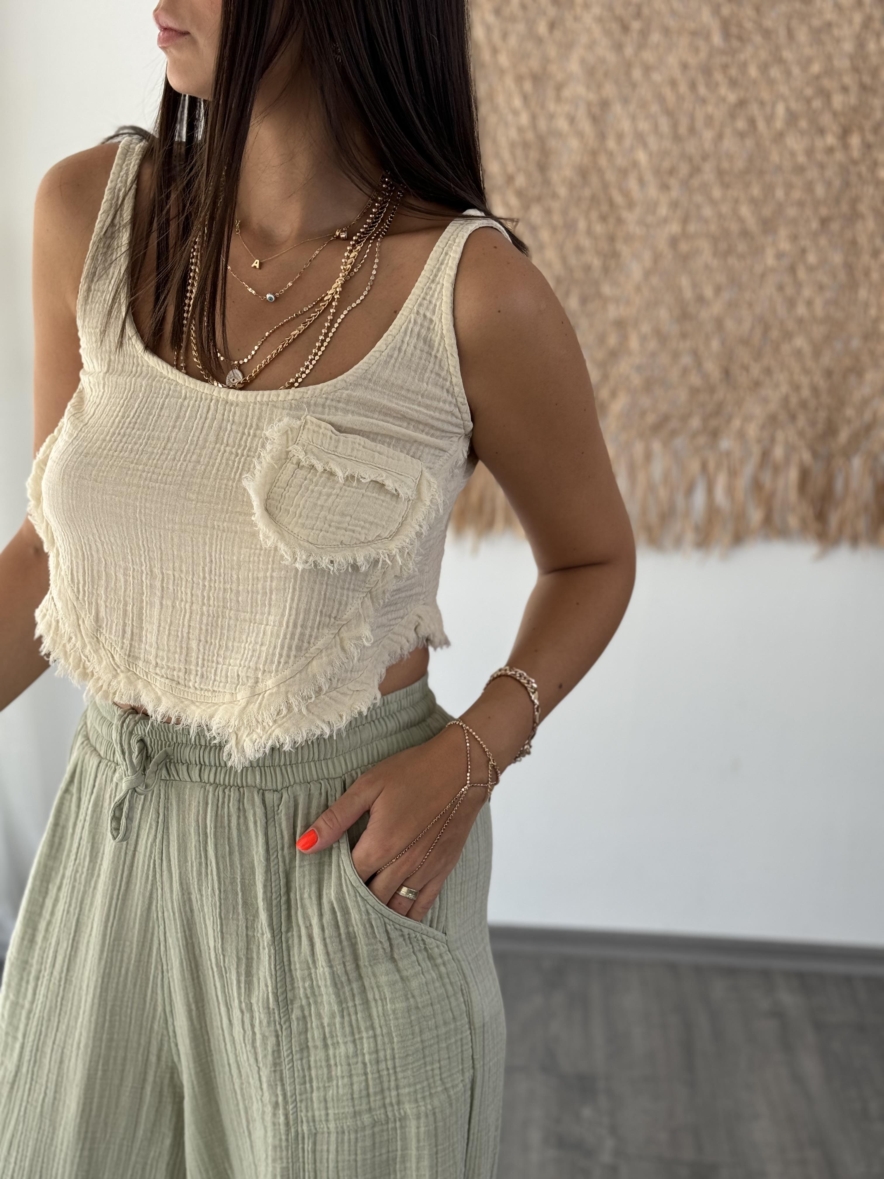 OLA BEJ MÜSLİN BLUZ