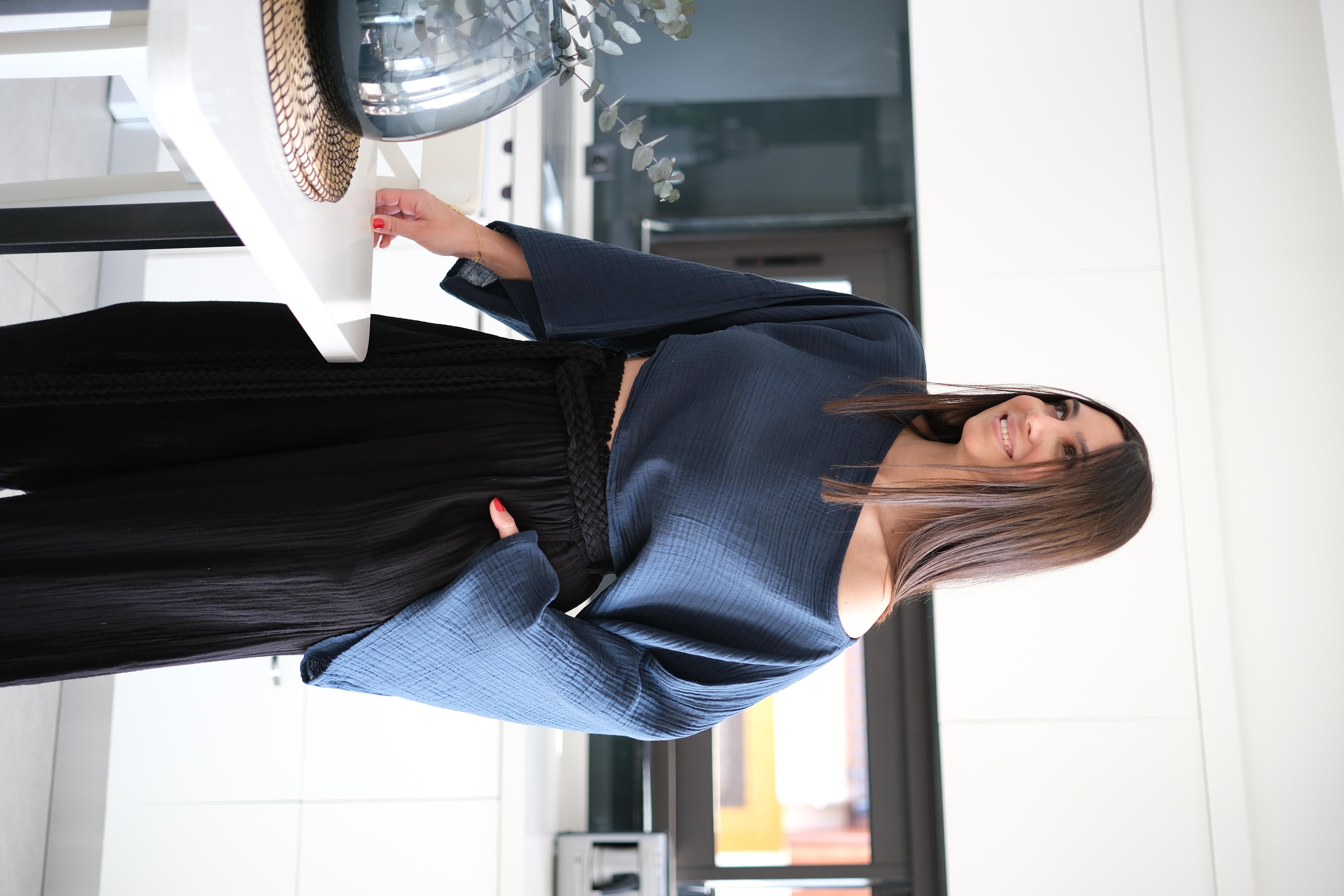 OLİVA PETROL MAVİ MÜSLİN TOP