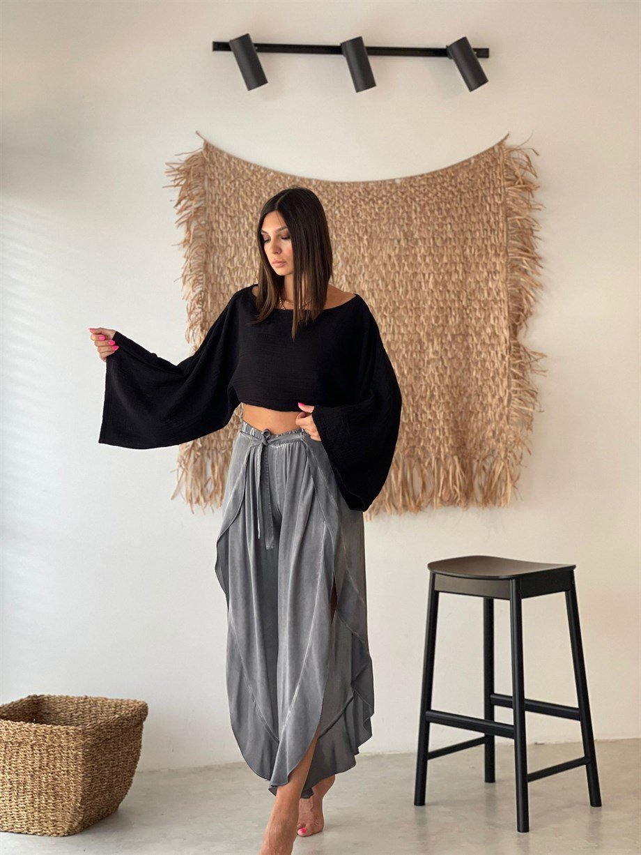 OLİVA SİYAH MÜSLİN TOP