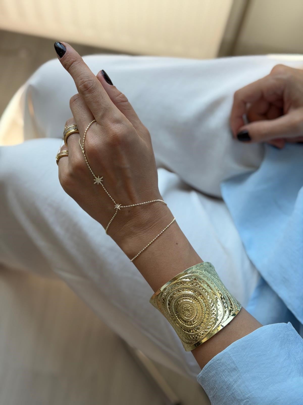 PALM ÇİÇEKLİ GOLD ŞAHMERAN