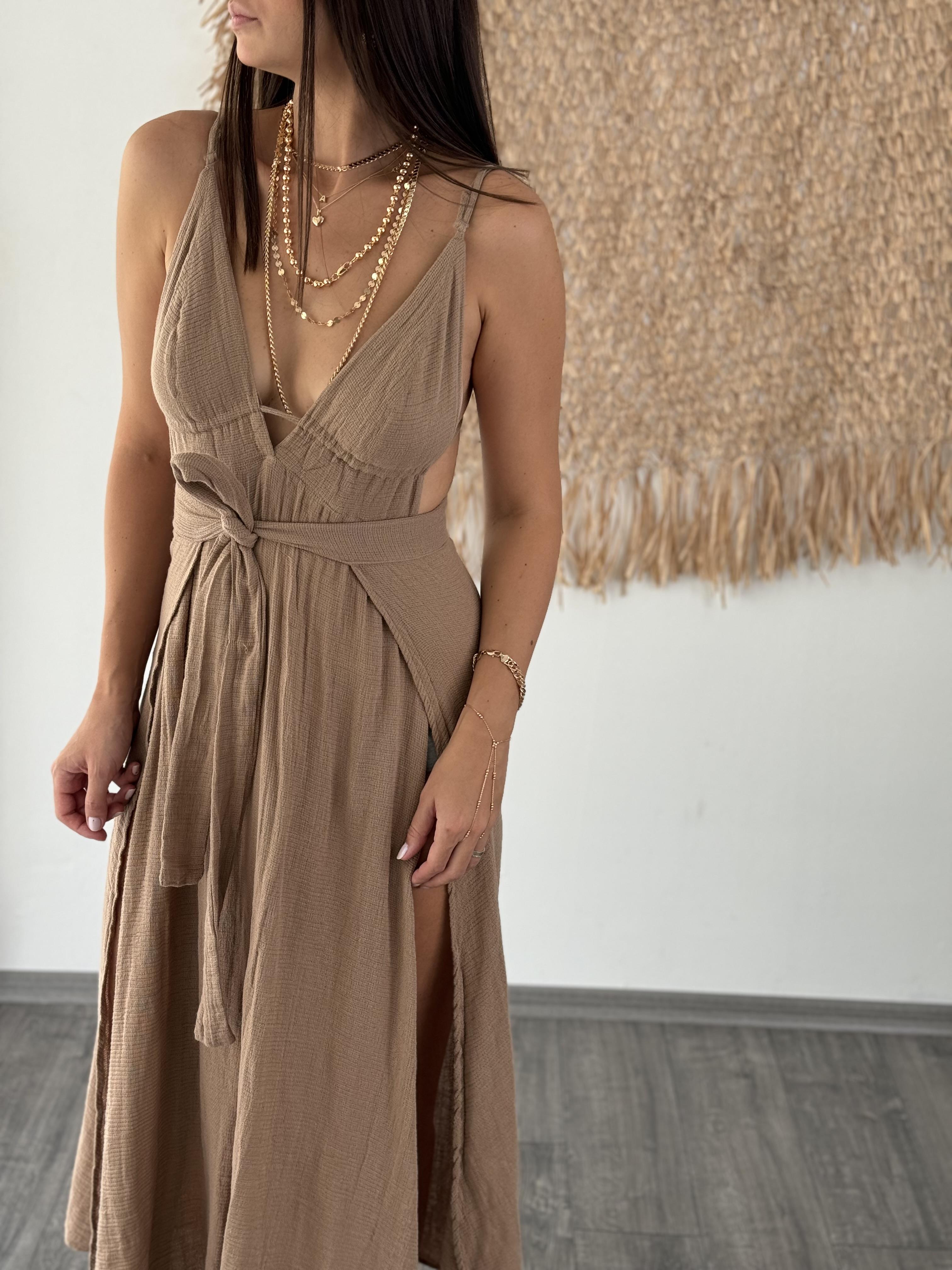 PANAMA BİSKÜVİ KAFTAN ELBİSE