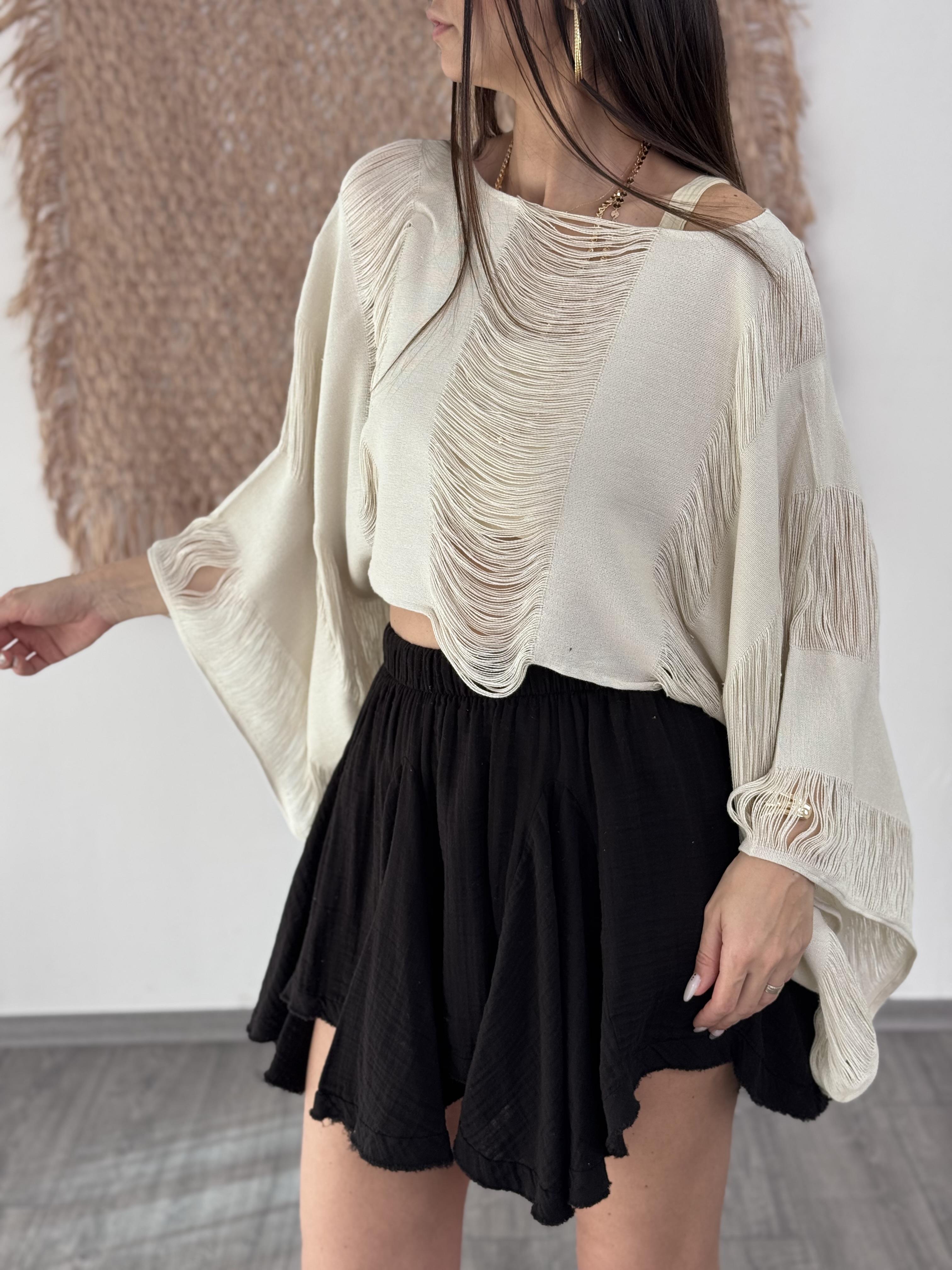 PATNOS ASİMETRİK SİYAH MÜSLİN ETEK