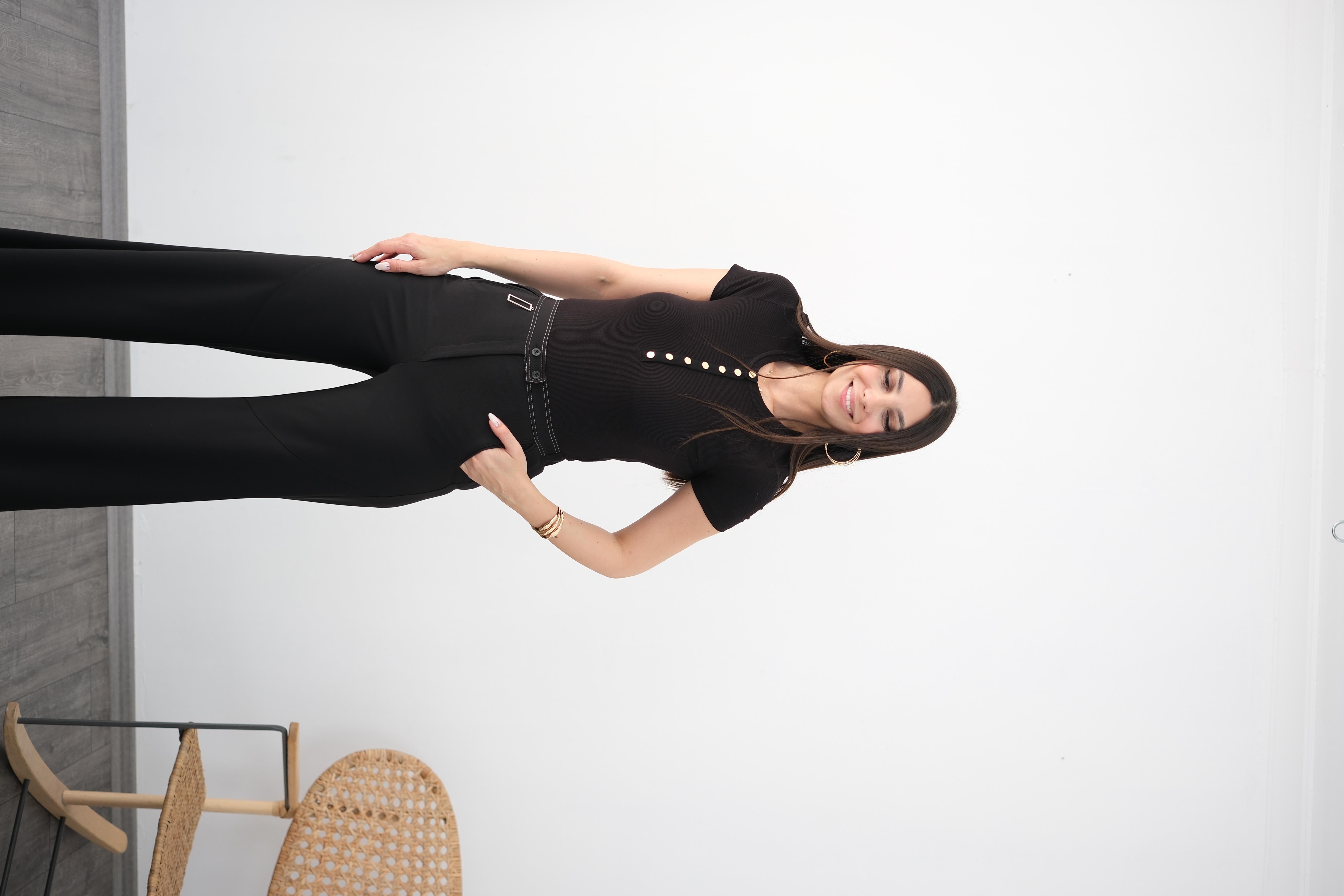 PERA ÇITÇITLI SİYAH BLUZ