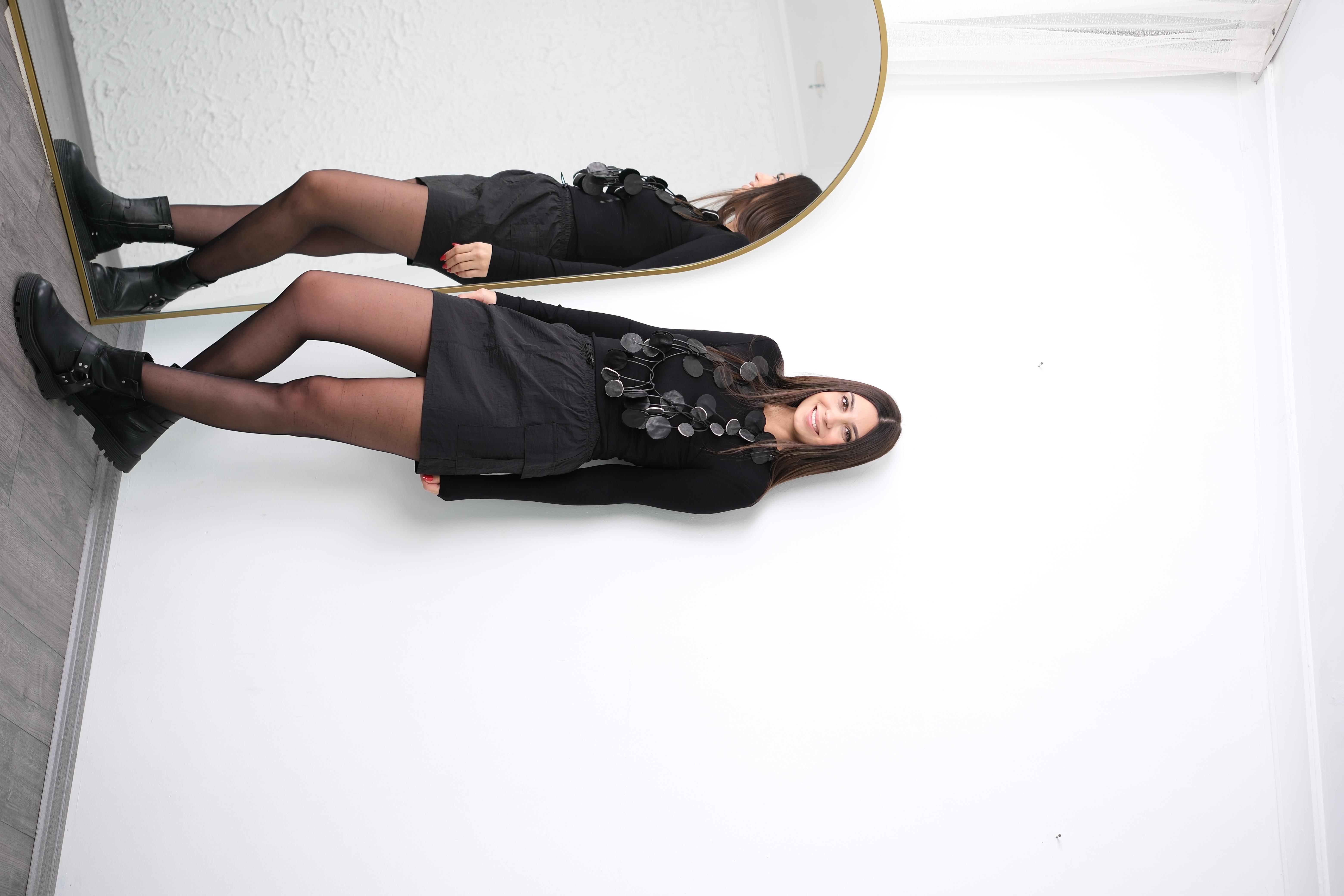 PİQUE PARAŞÜT SİYAH ETEK