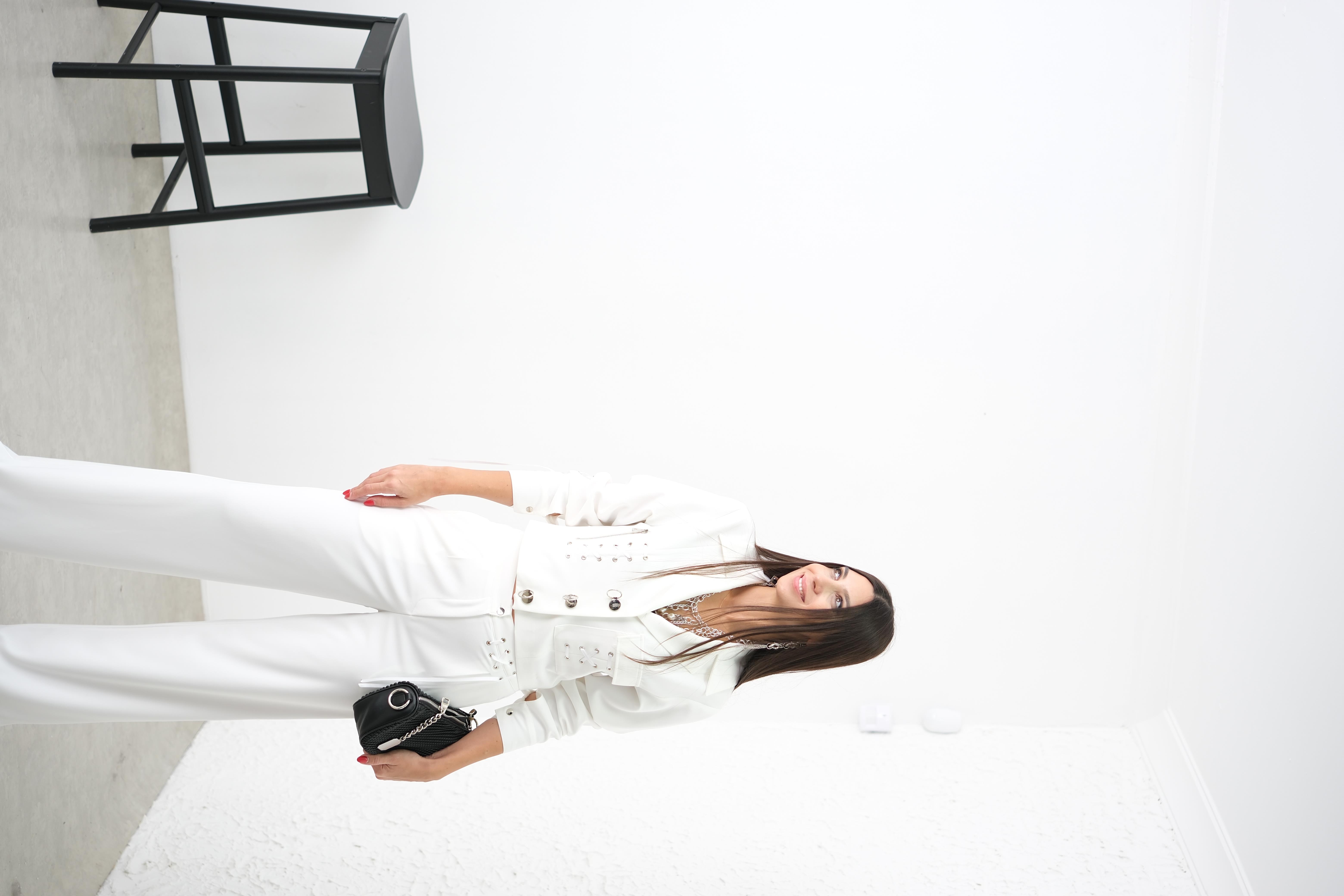 PİSSA TASARIM BEYAZ PANTOLON