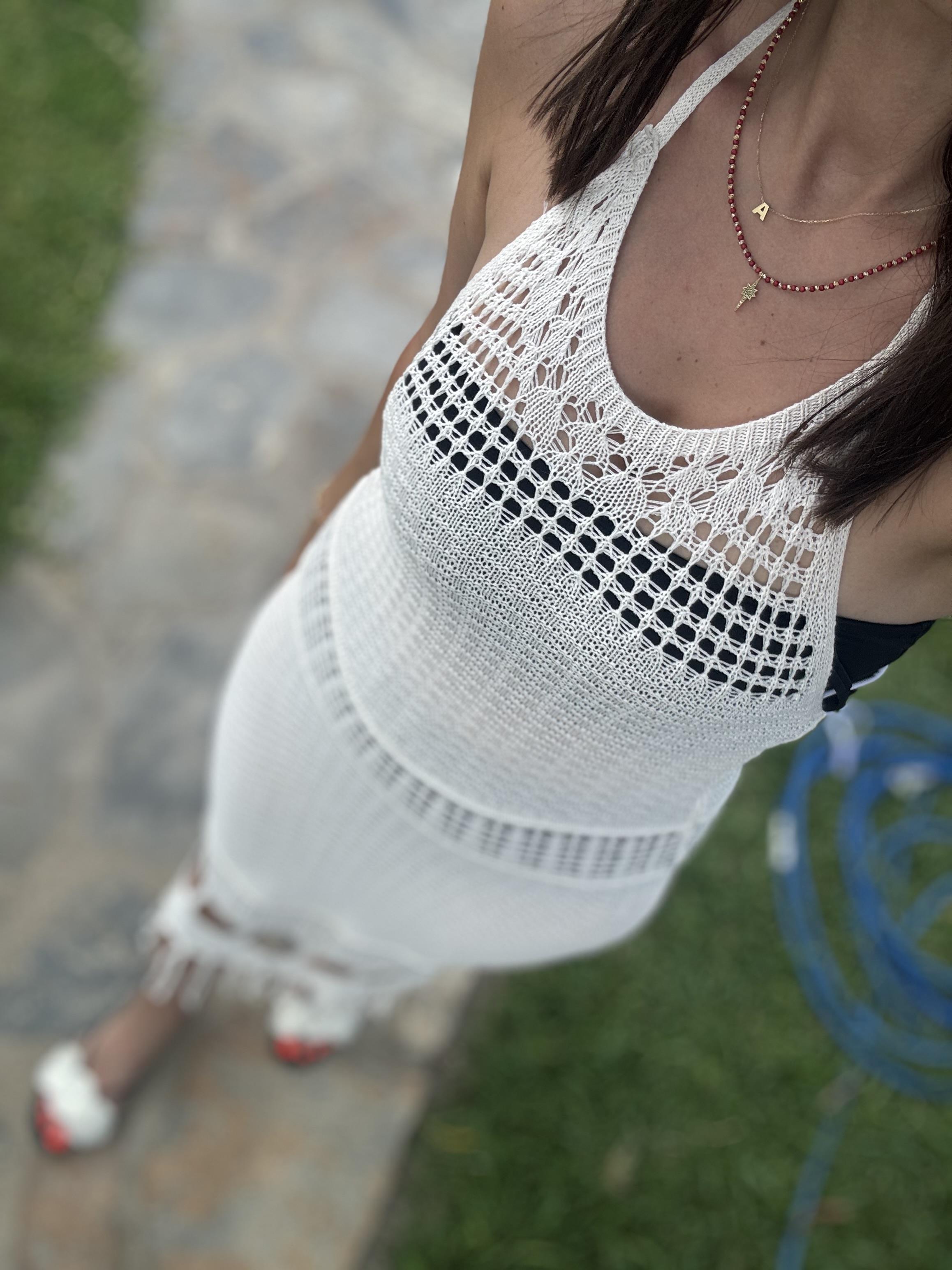 PİTA ÖRGÜ PÜSKÜL DANTEL ELBİSE