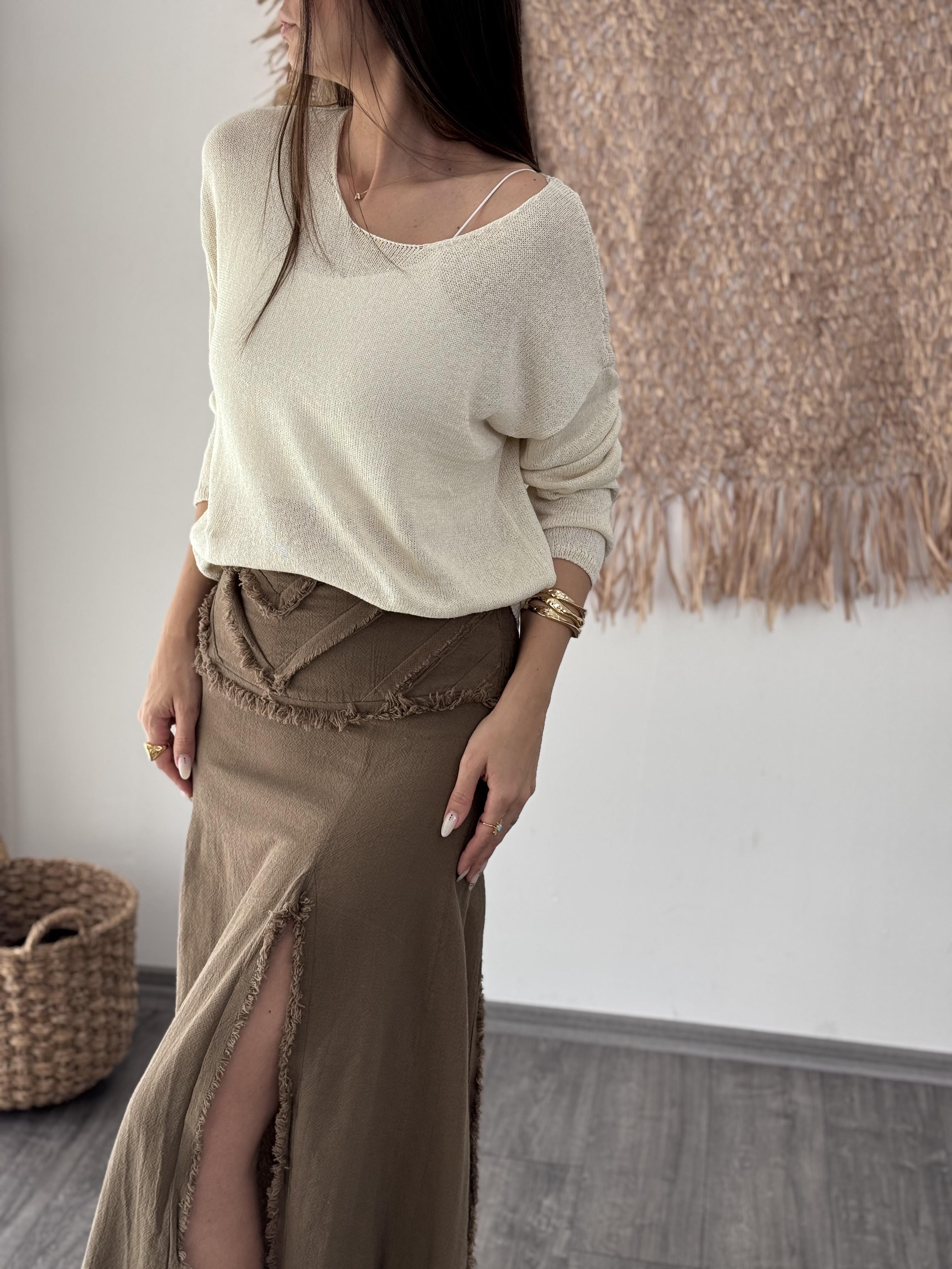 POLCE KAYIK YAKA KREM BLUZ