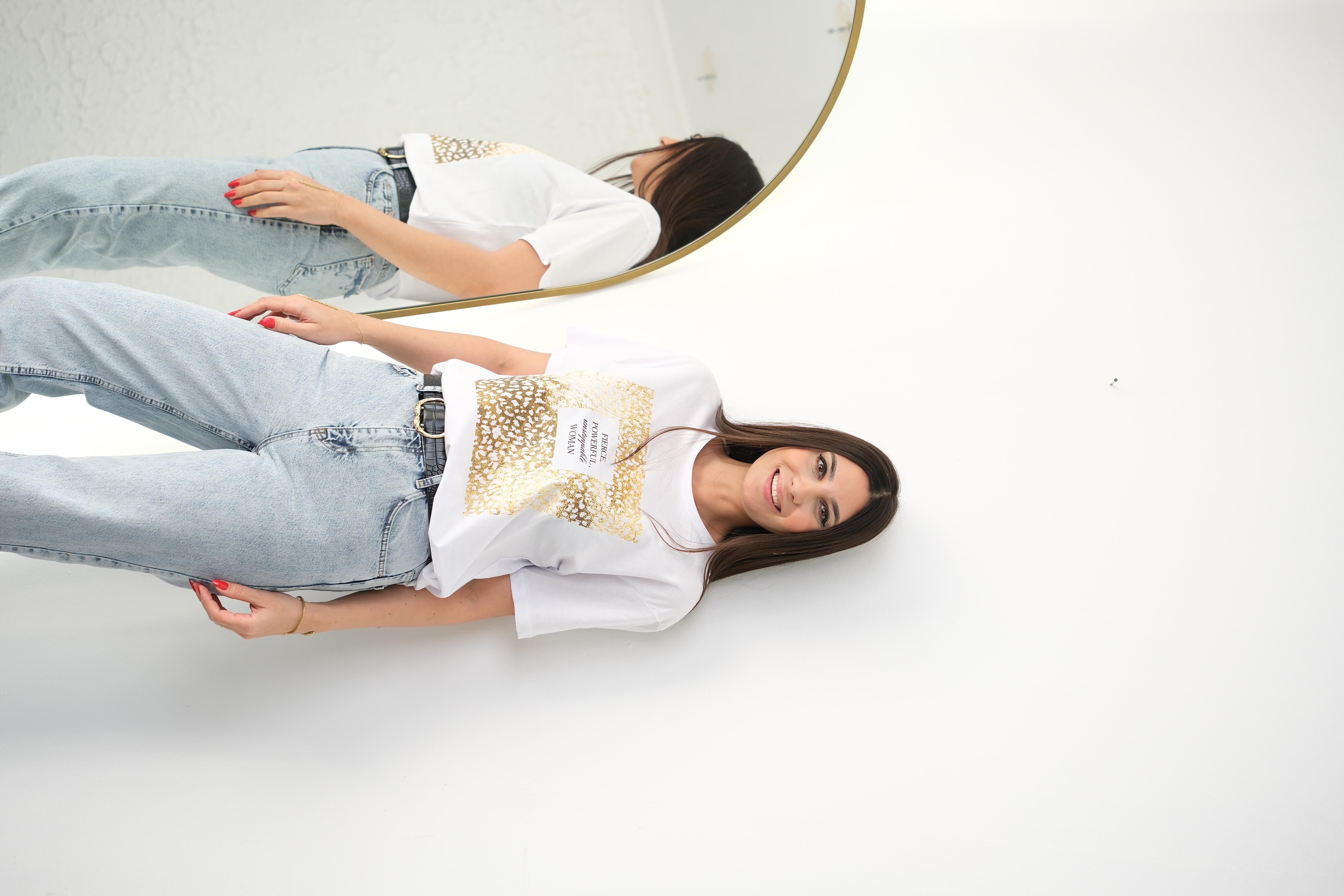 POWER BASKILI BEYAZ TİŞÖRT