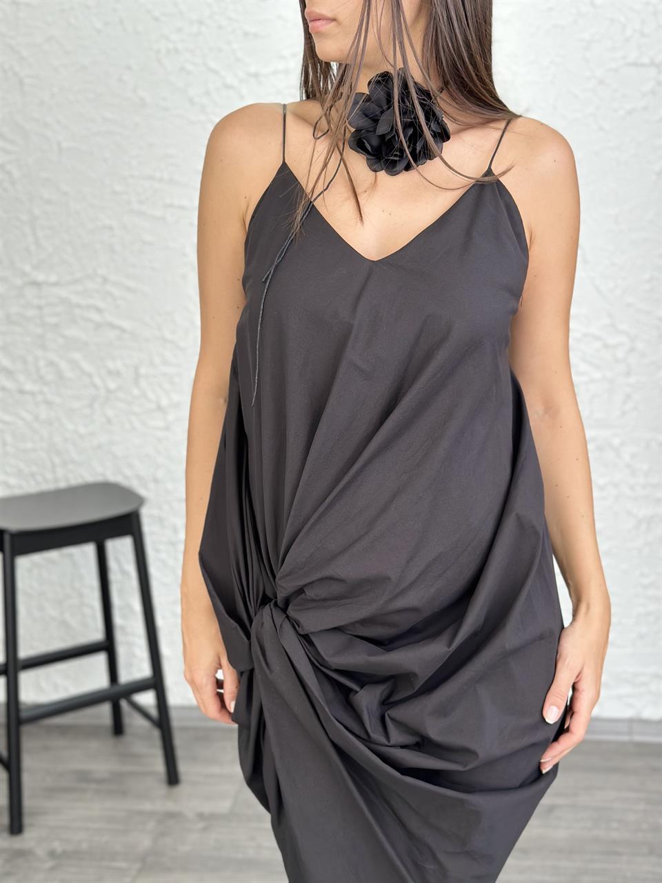 PRANA SİYAH DÜĞÜM DETAYLI ELBİSE