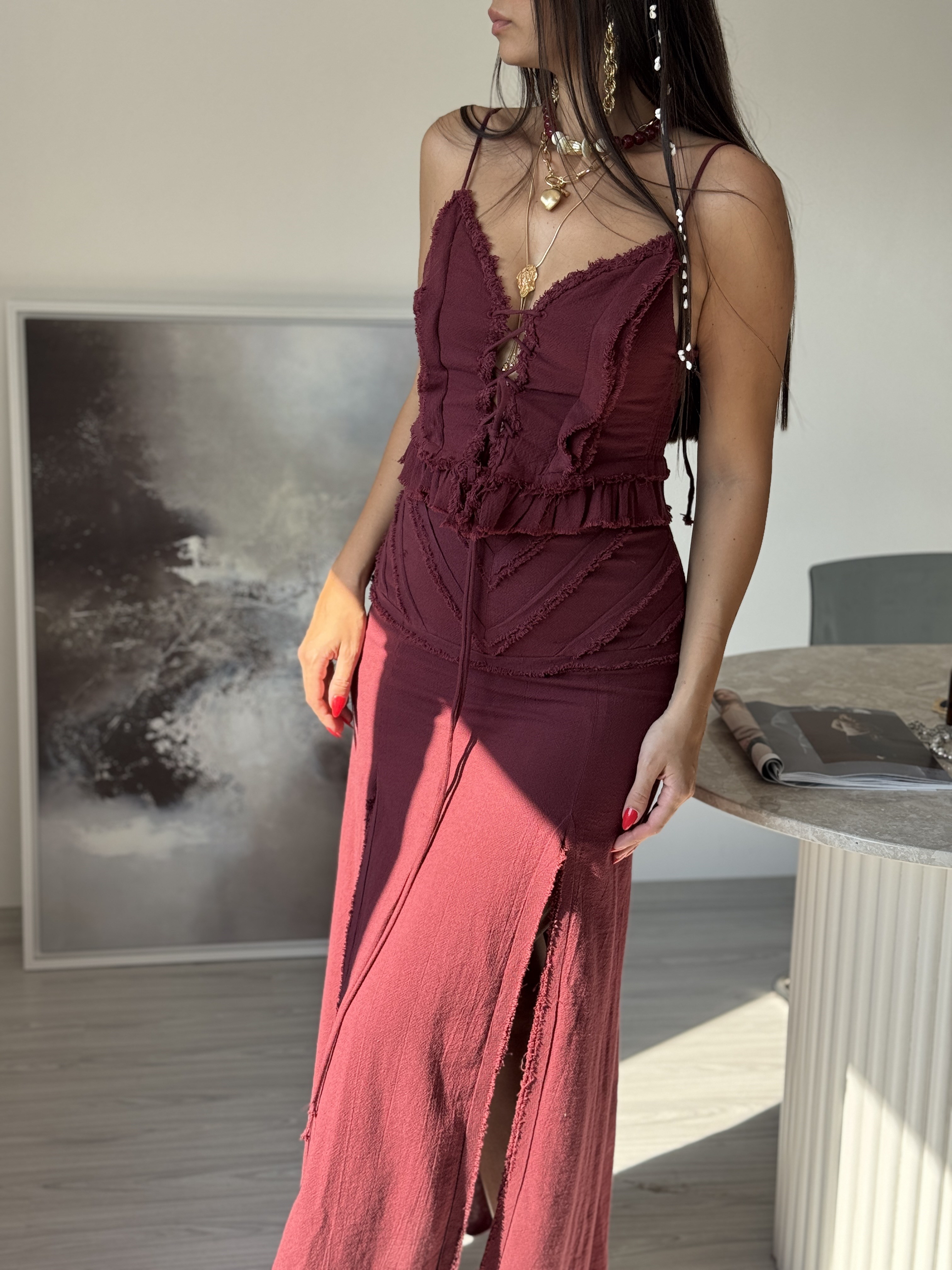 RİVE TASARIM BORDO BÜSTİYER