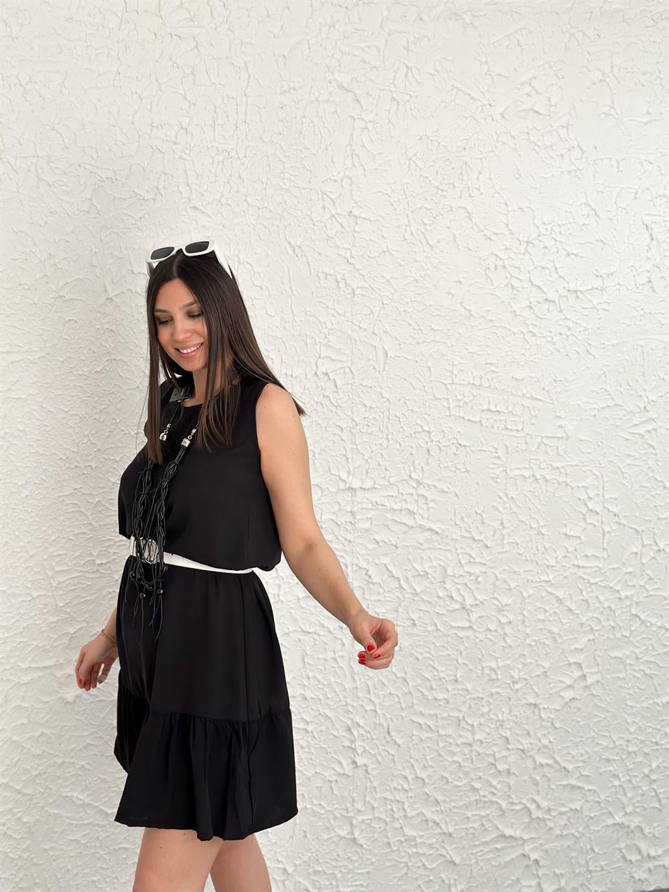 ROBİN FIRFIRLI SİYAH ELBİSE