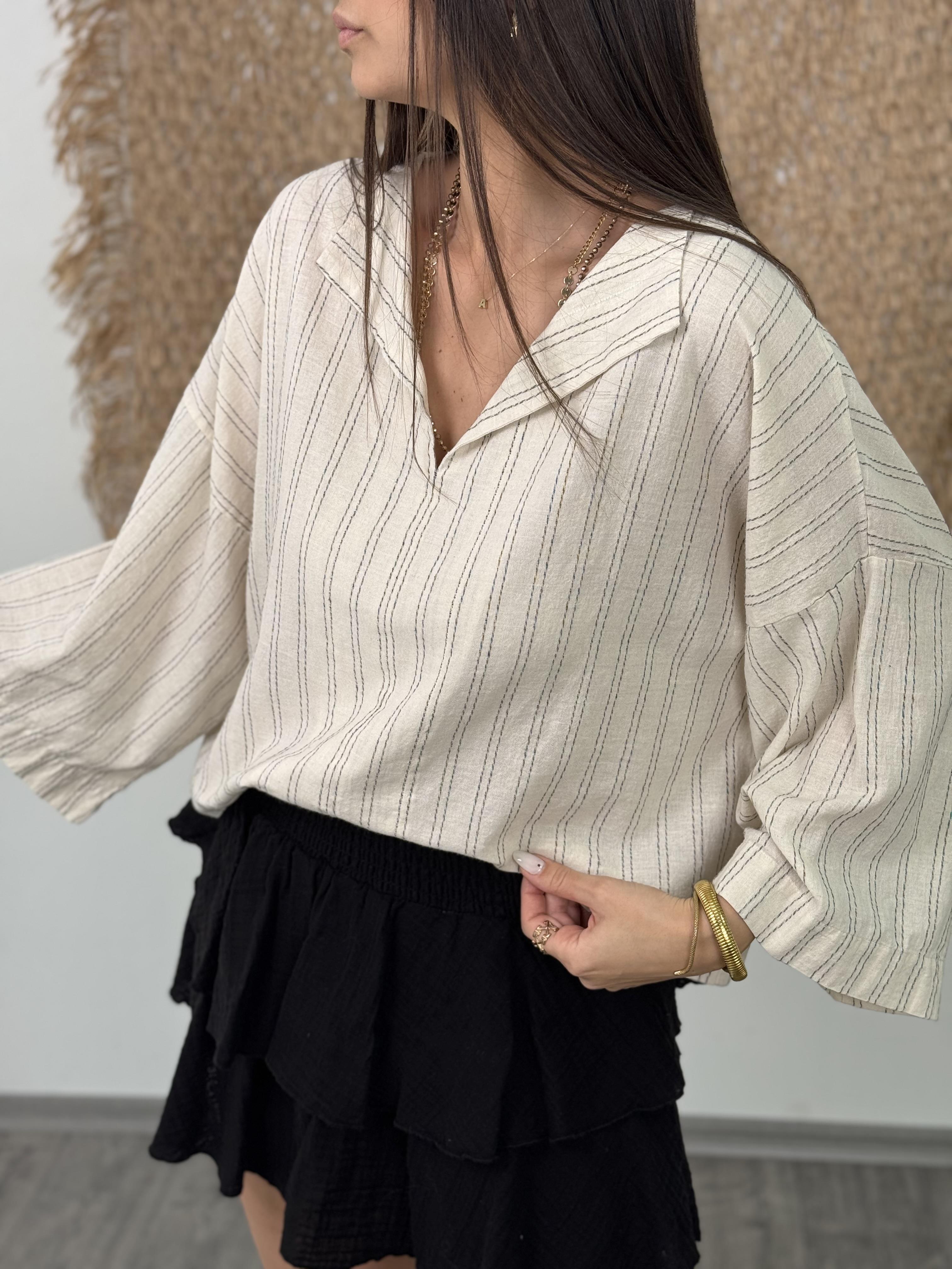 ROMANCHE ÇİZGİLİ BOHEM BLUZ