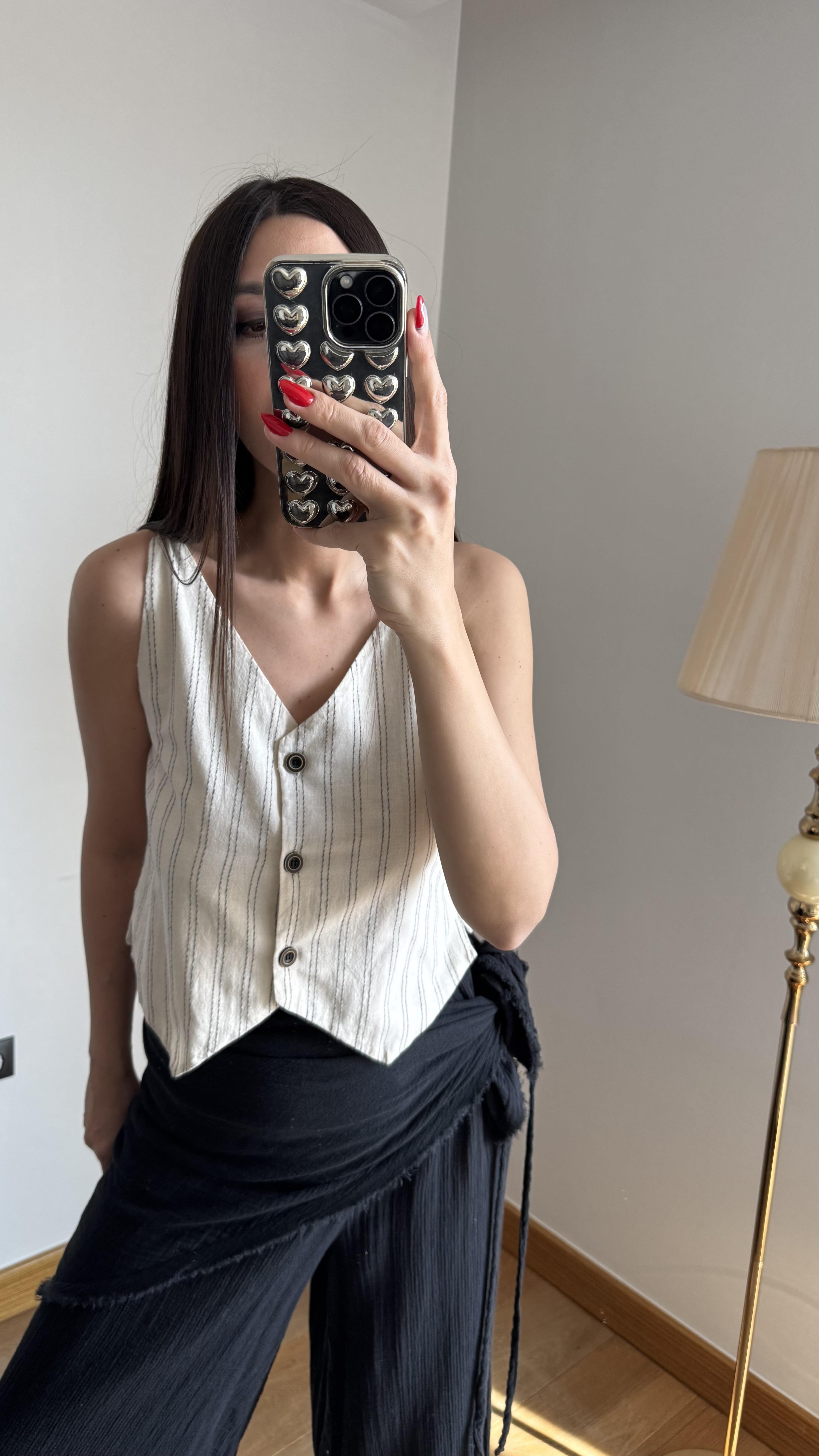 ROMANCHE ÇİZGİLİ BOHEM YELEK