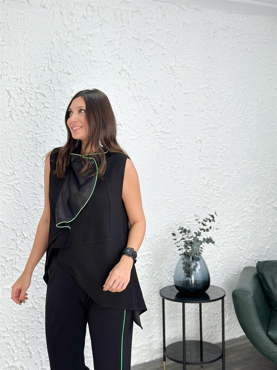 ROOK YEŞİL DETAYLI YELEK BLUZ