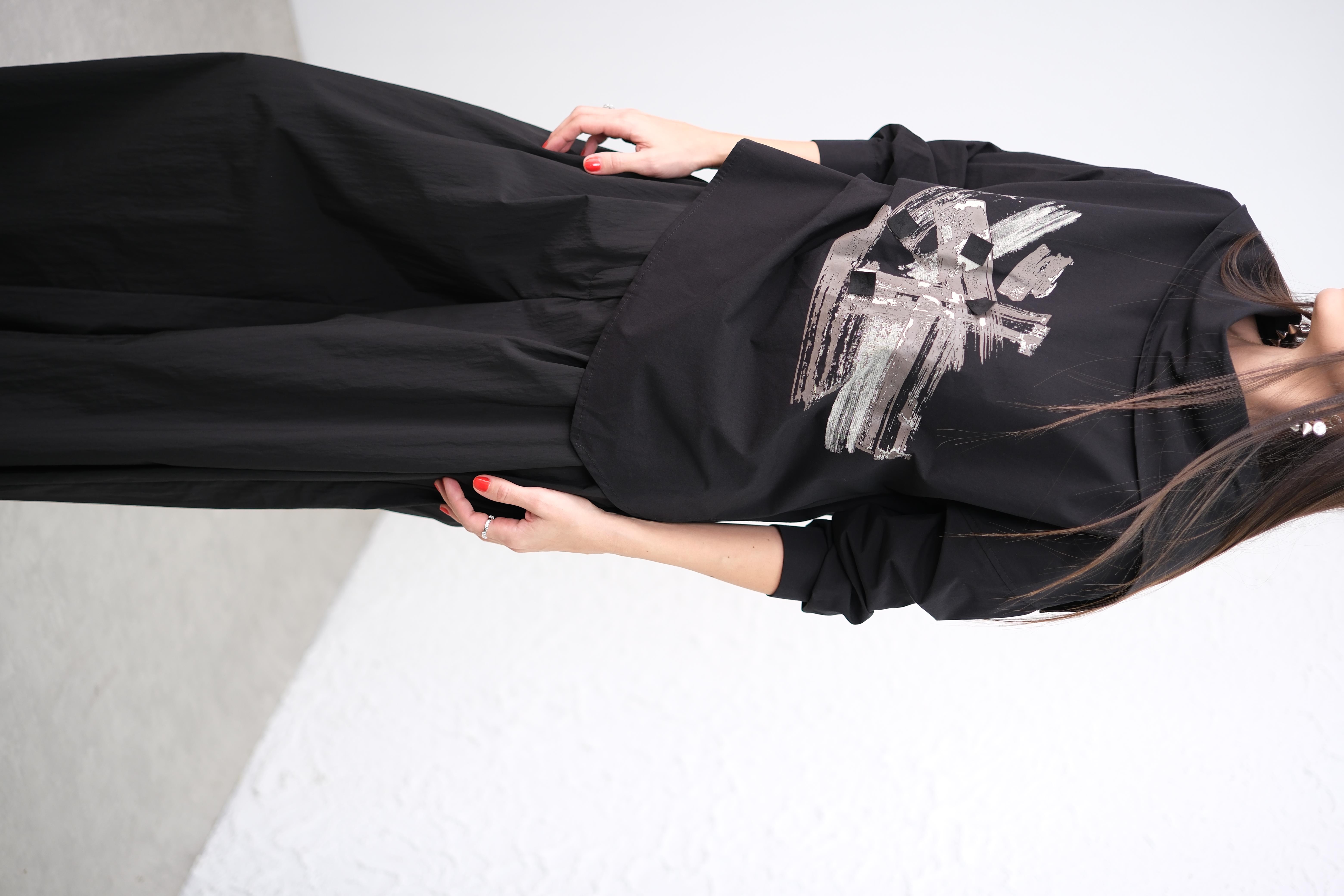 ROSSO BASKILI SİYAH BLUZ