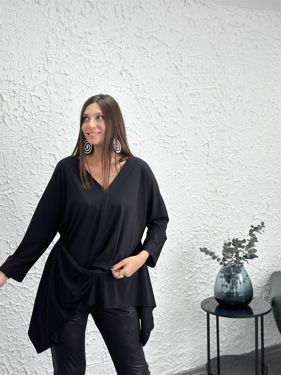 SALERNO SİYAH ASİMETRİK BLUZ