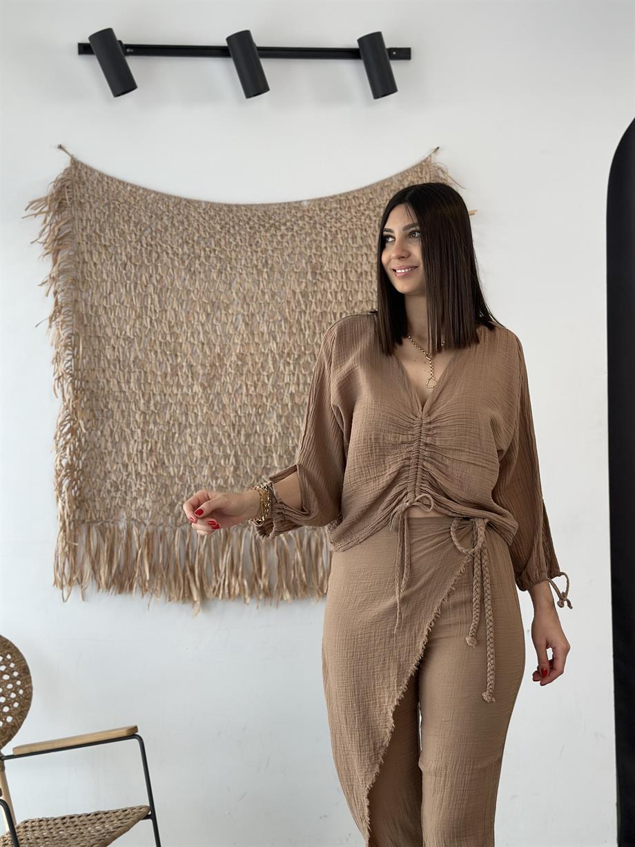 SANTORİNİ BİSKÜVİ MÜSLİN BLUZ