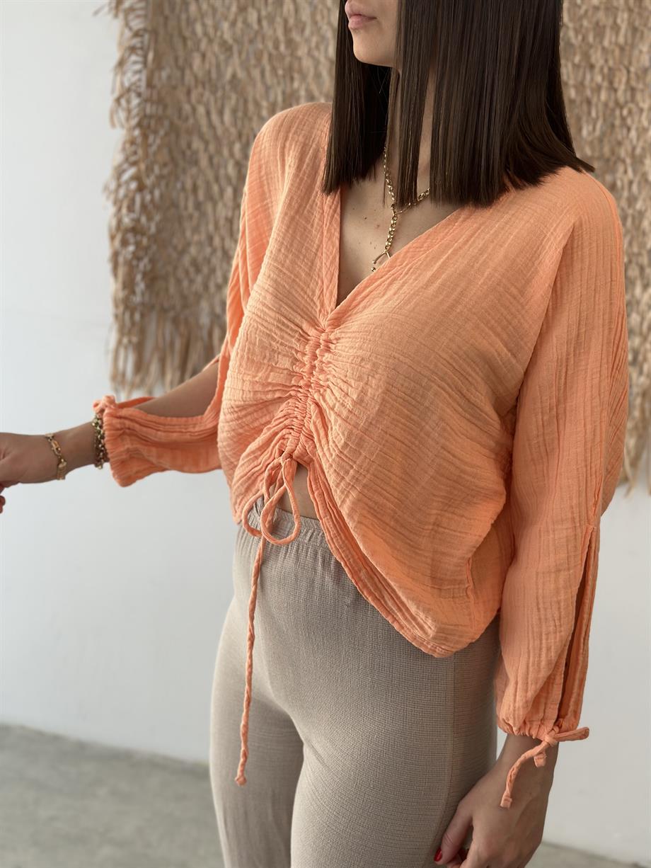 SANTORİNİ SOMON MÜSLİN BLUZ