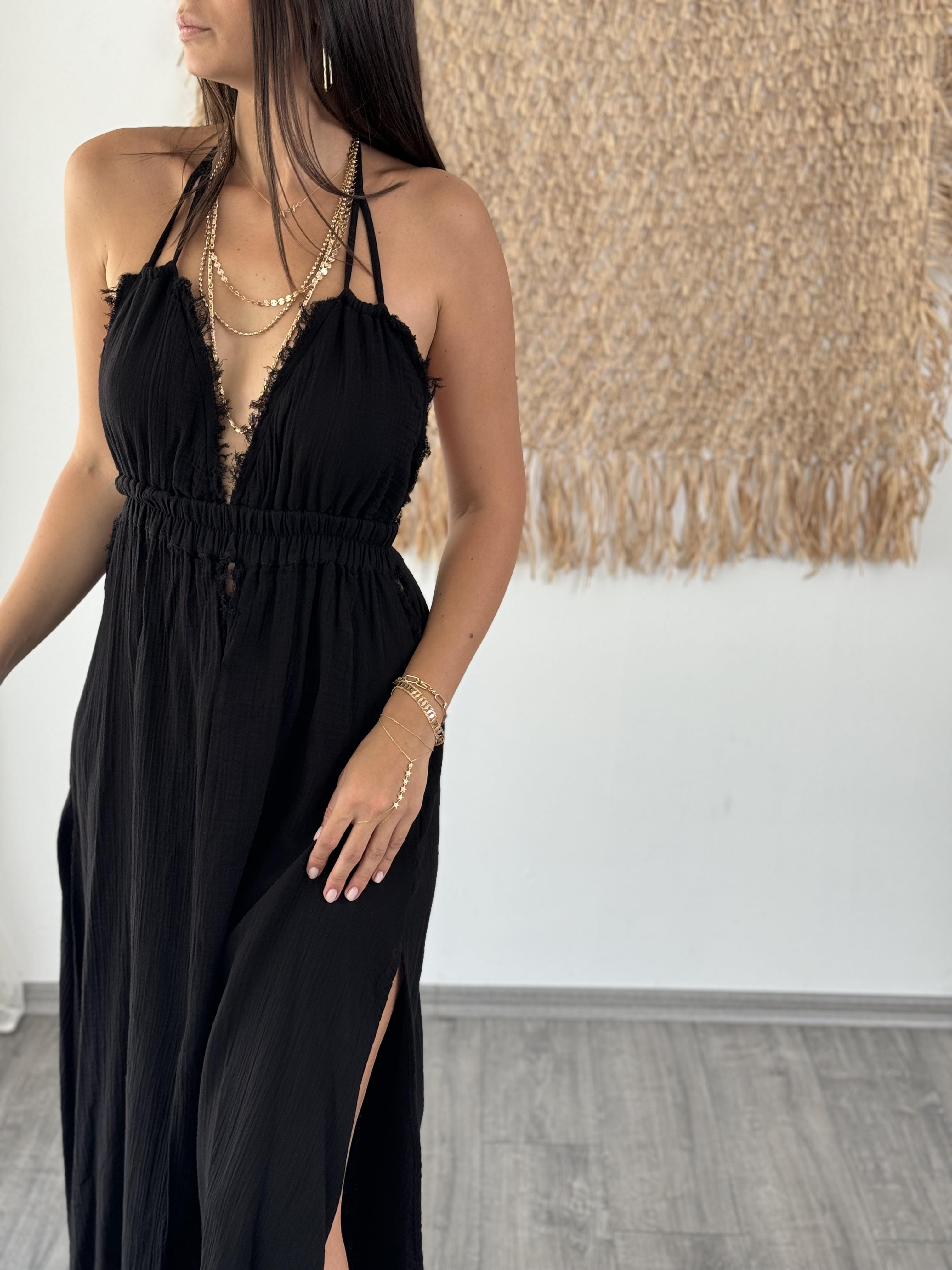 SCARLET SİYAH MÜSLİN ELBİSE