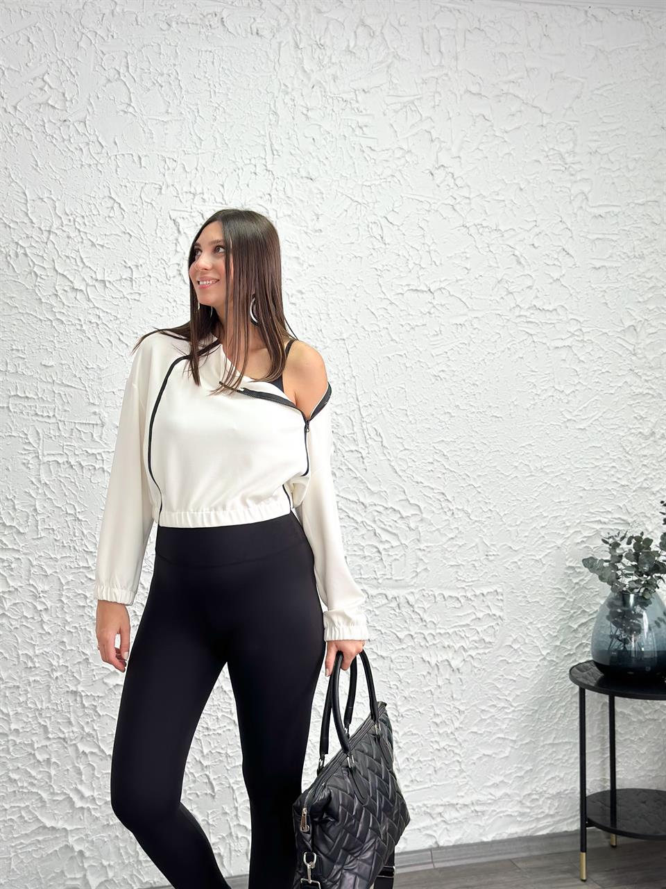 SEBA FERMUARLI KREM SWEATSHIRT
