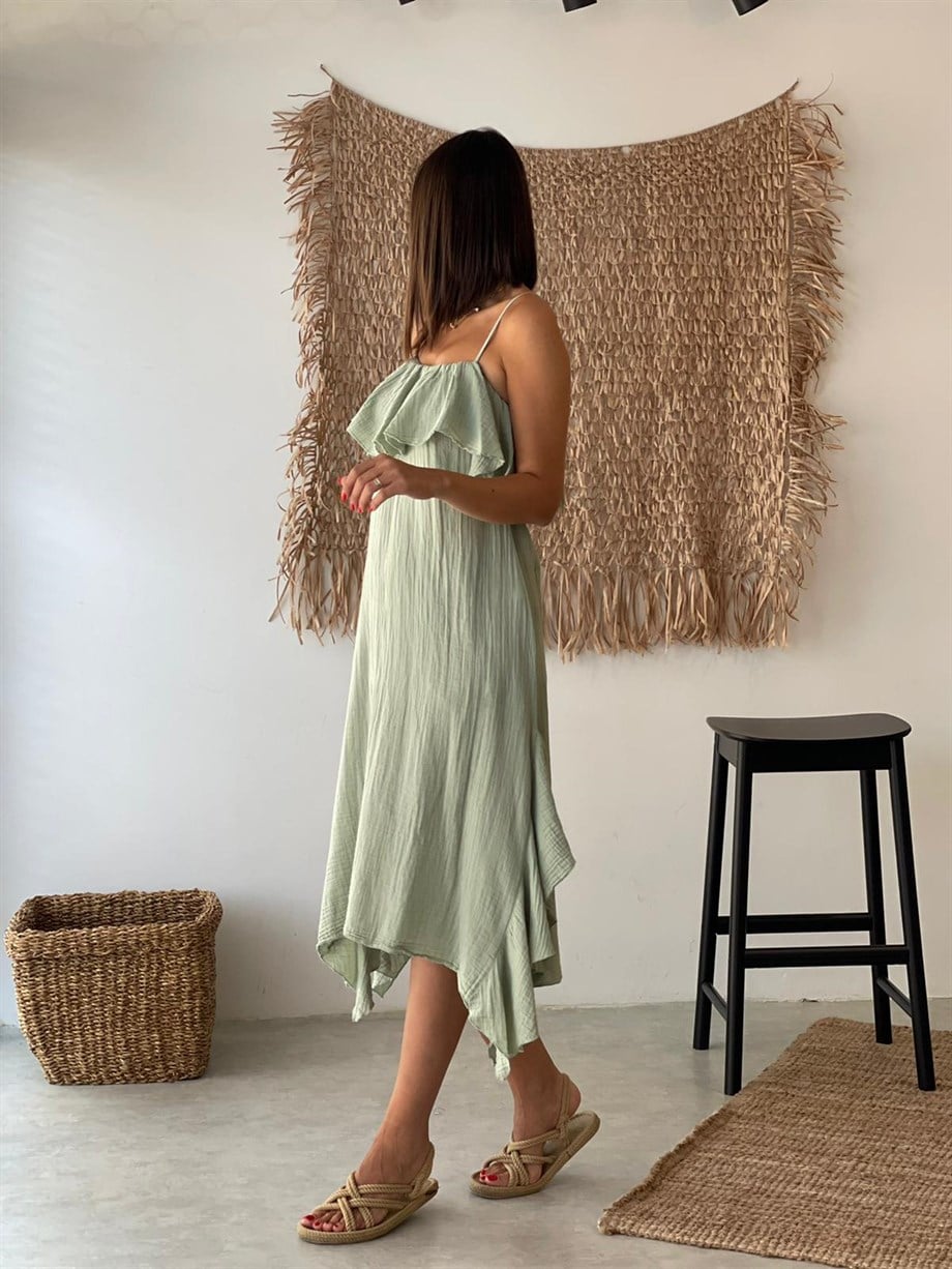 SELATEN MİNT MÜSLİN ELBİSE