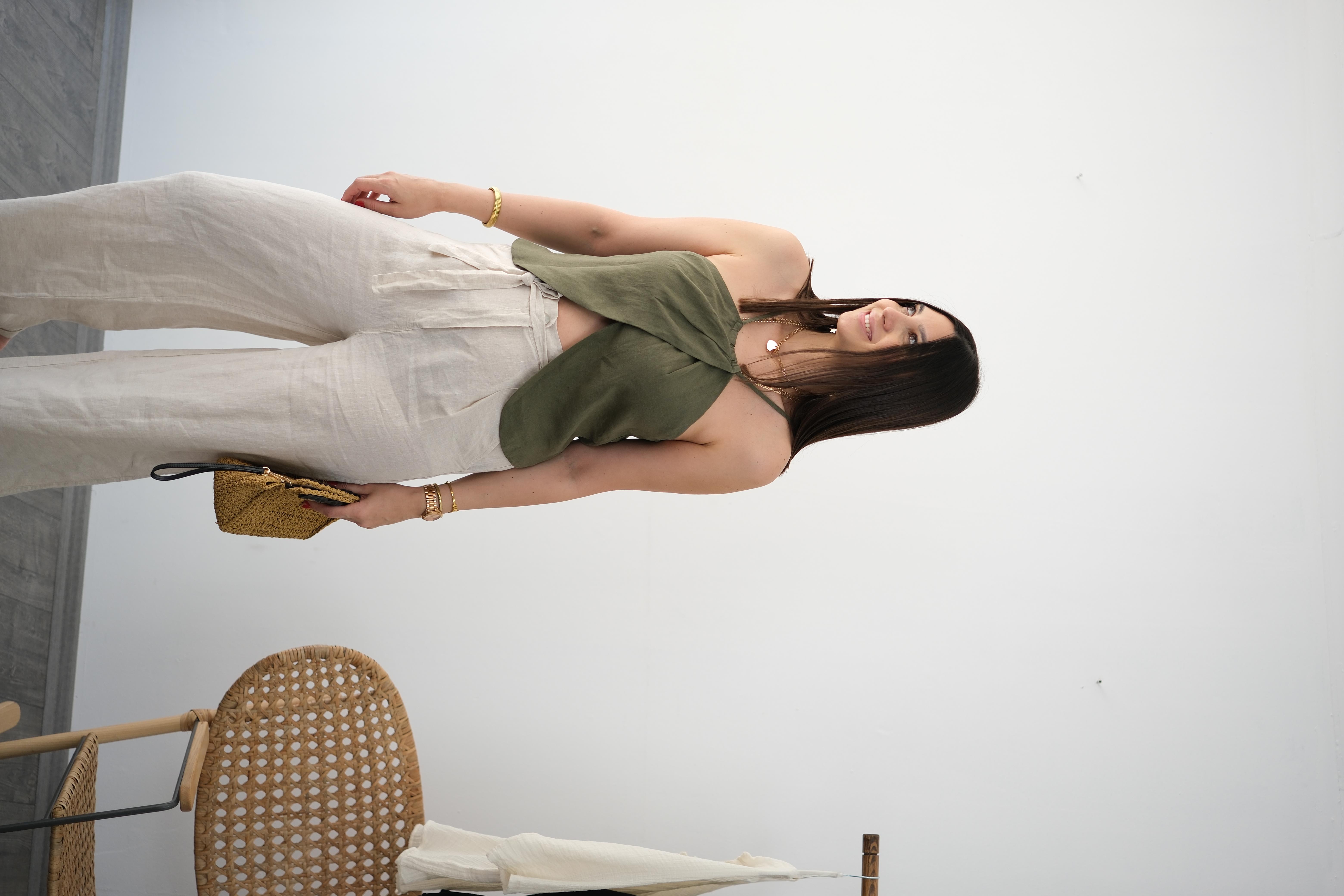 SELENA TASARIM KETEN HAKİ BLUZ