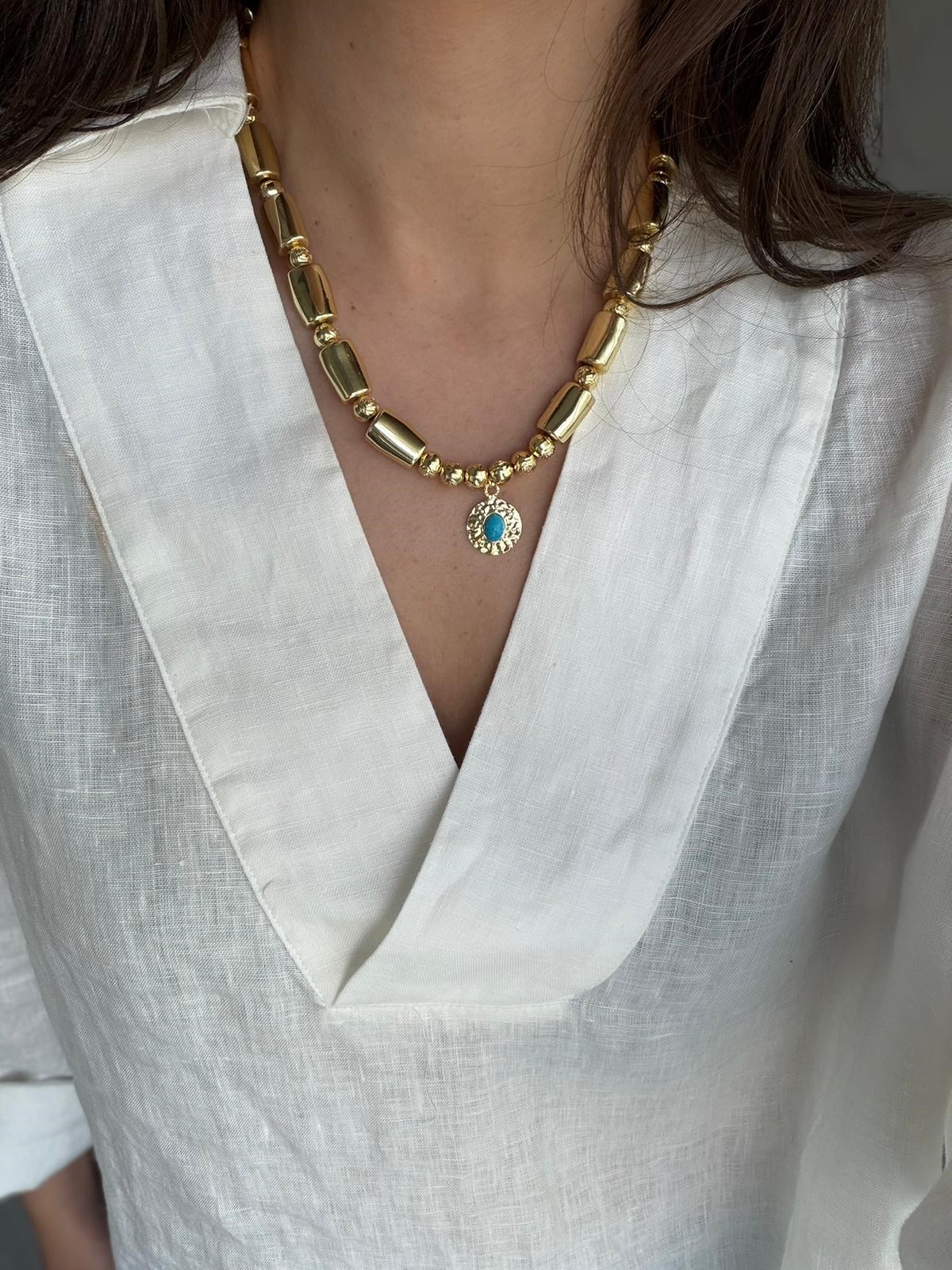 SEVRA GOLD MAVİ UÇLU KOLYE