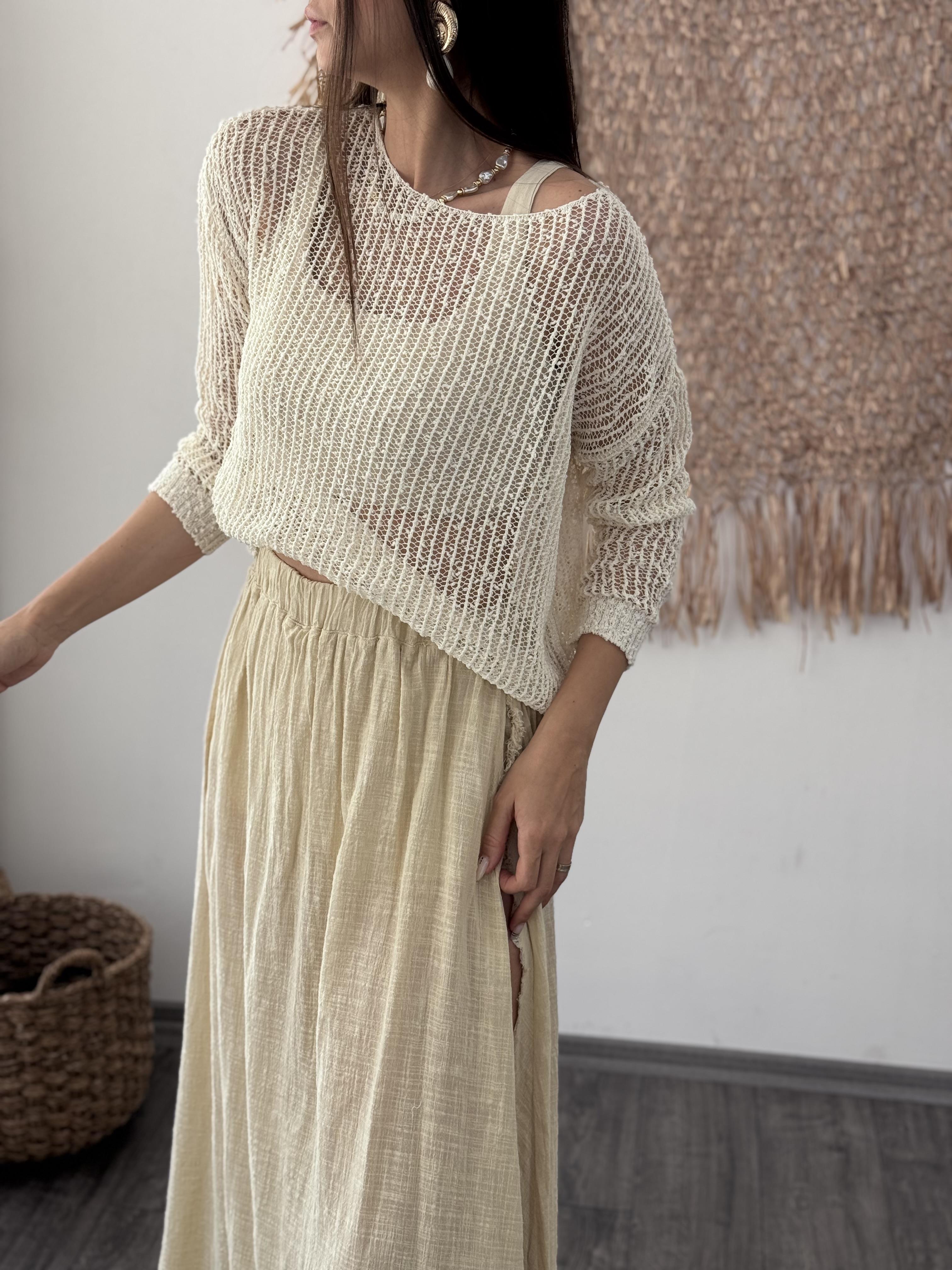 SİBAN KREM FİLE BLUZ