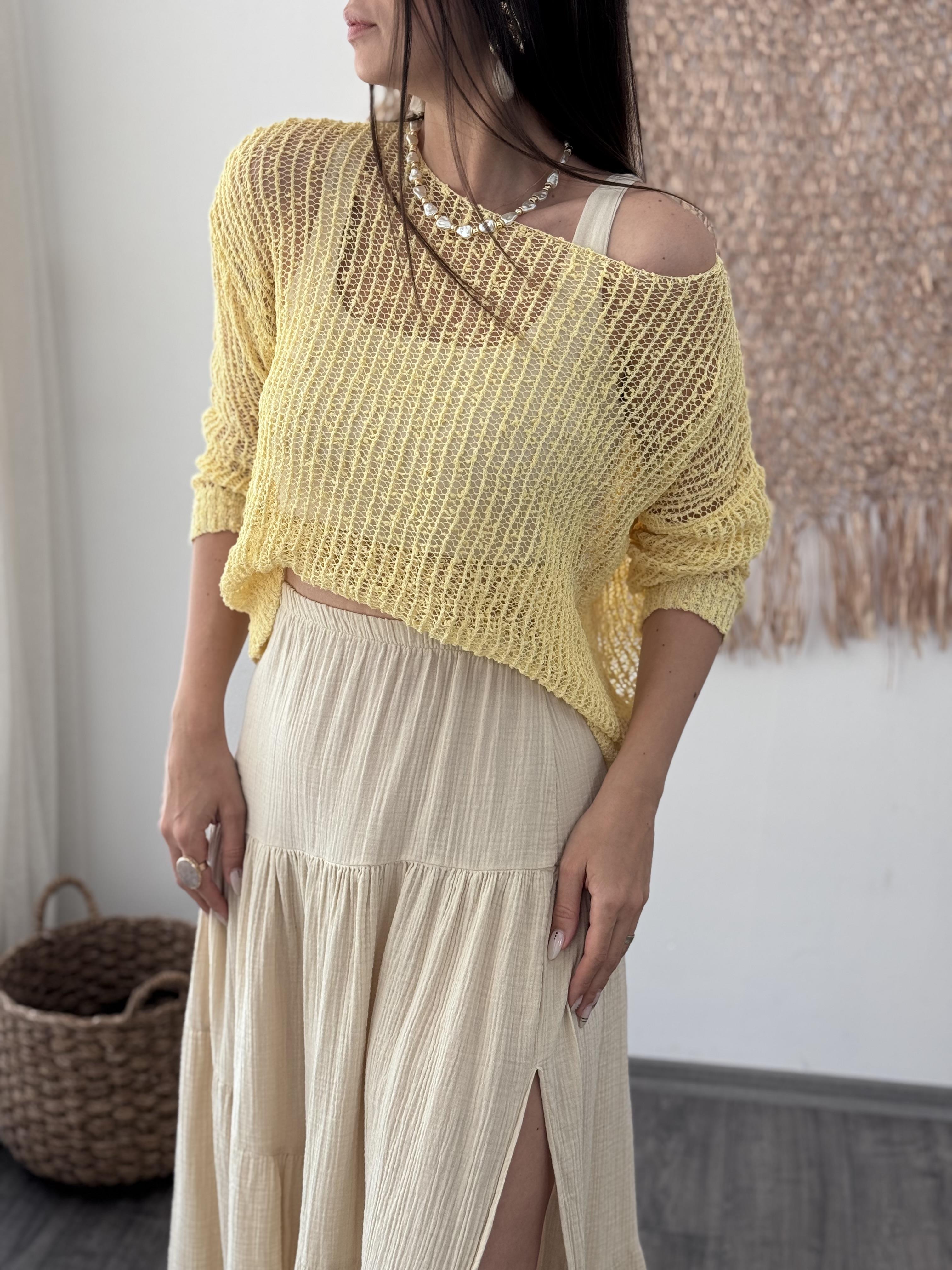 SİBAN SARI FİLE BLUZ