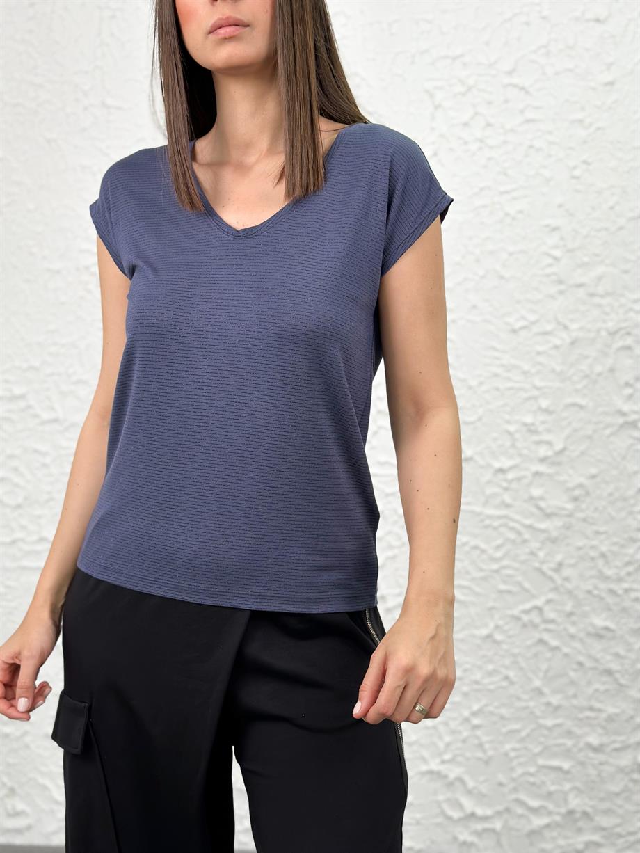 SİMBA LACİVERT V YAKA SİMLİ TSHİRT