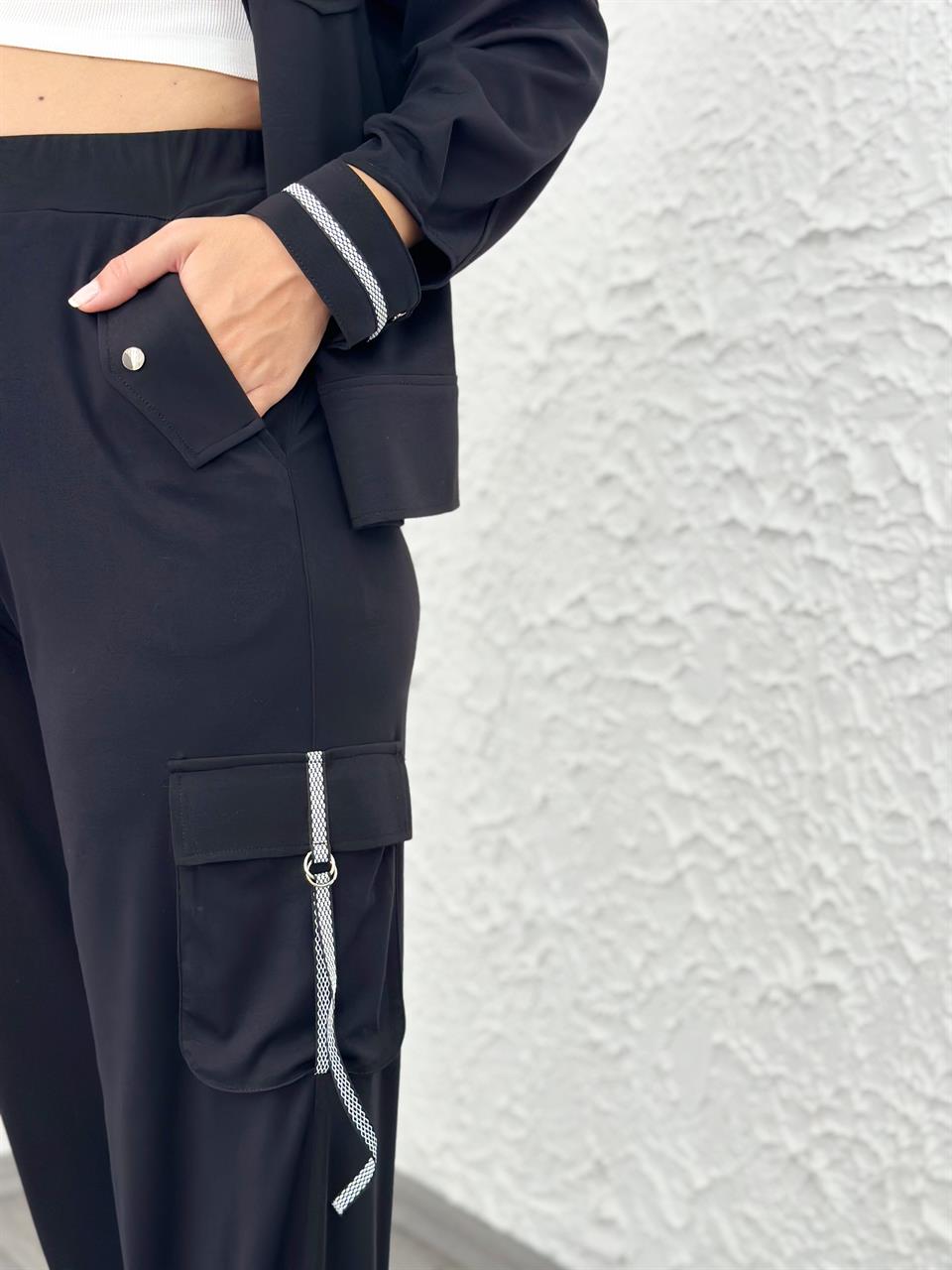 SOTTE SİYAH TASARIM PANTOLON
