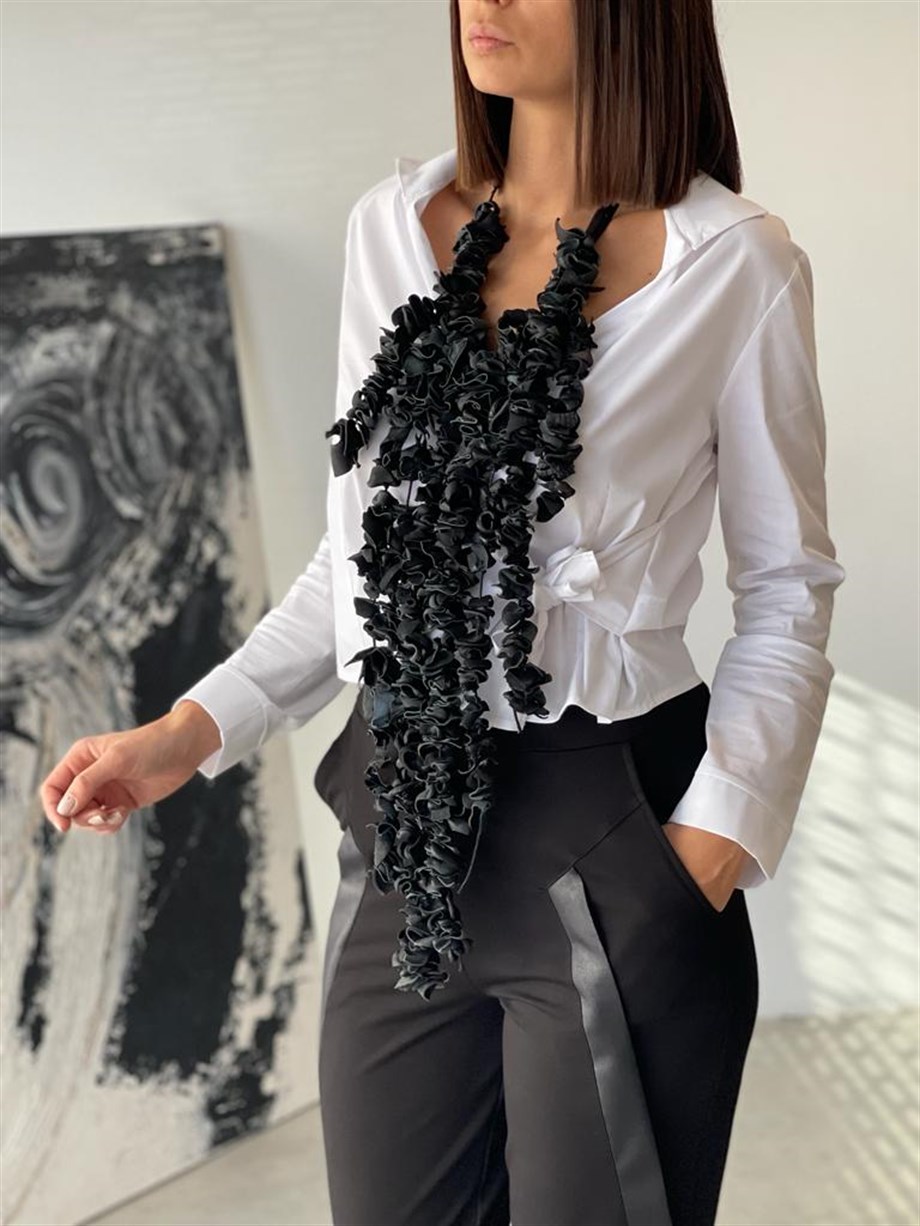 SUARE AYARLANABİLİR DERİ KOLYE