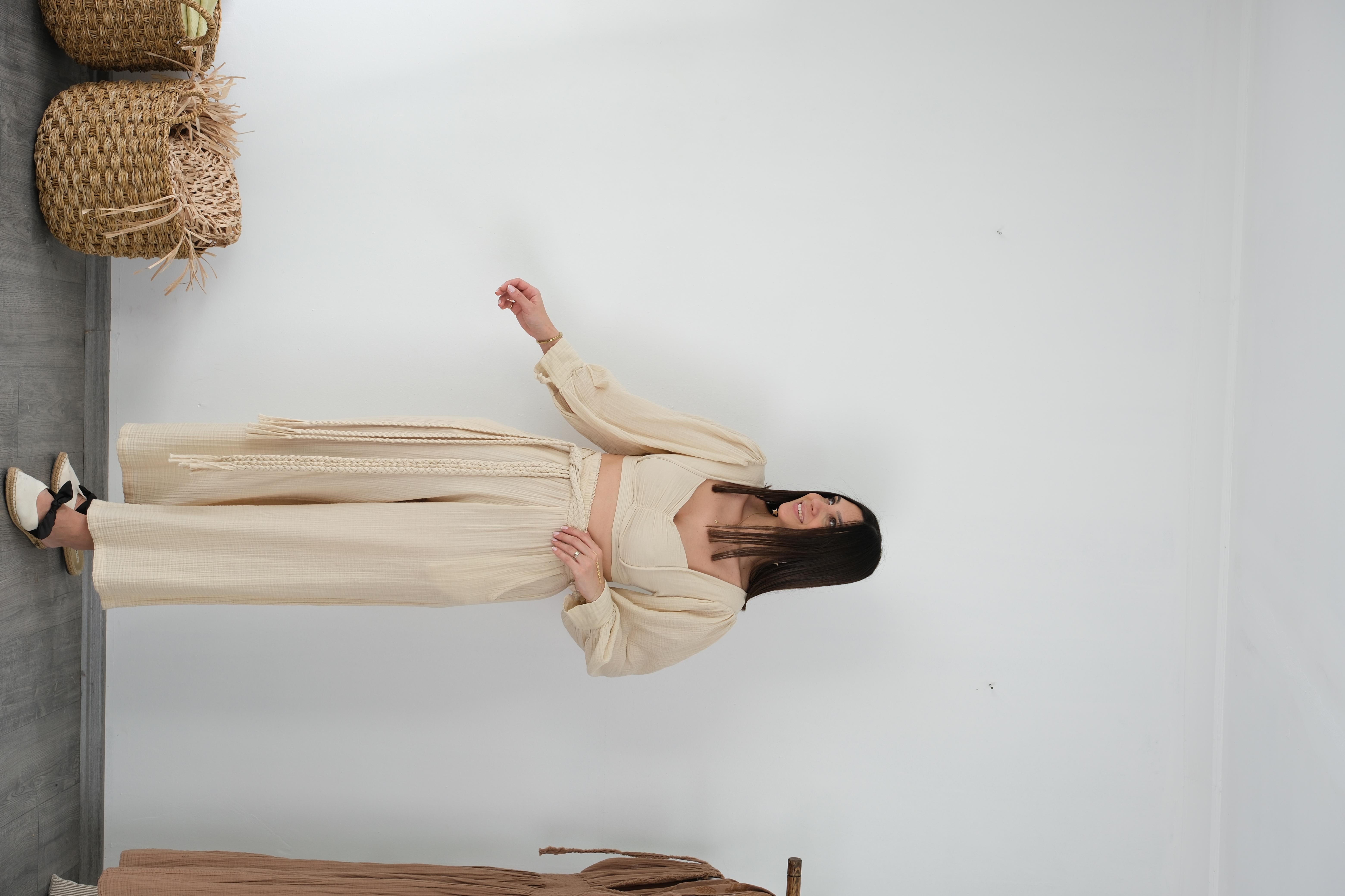 SÜMER BEJ ÖRGÜ DETAYLI PANTOLON