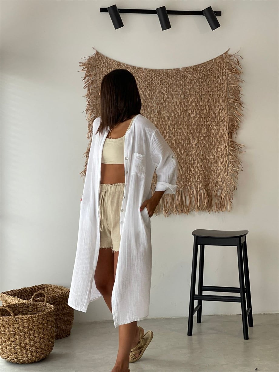 SUYETO BEYAZ KAFTAN ELBİSE