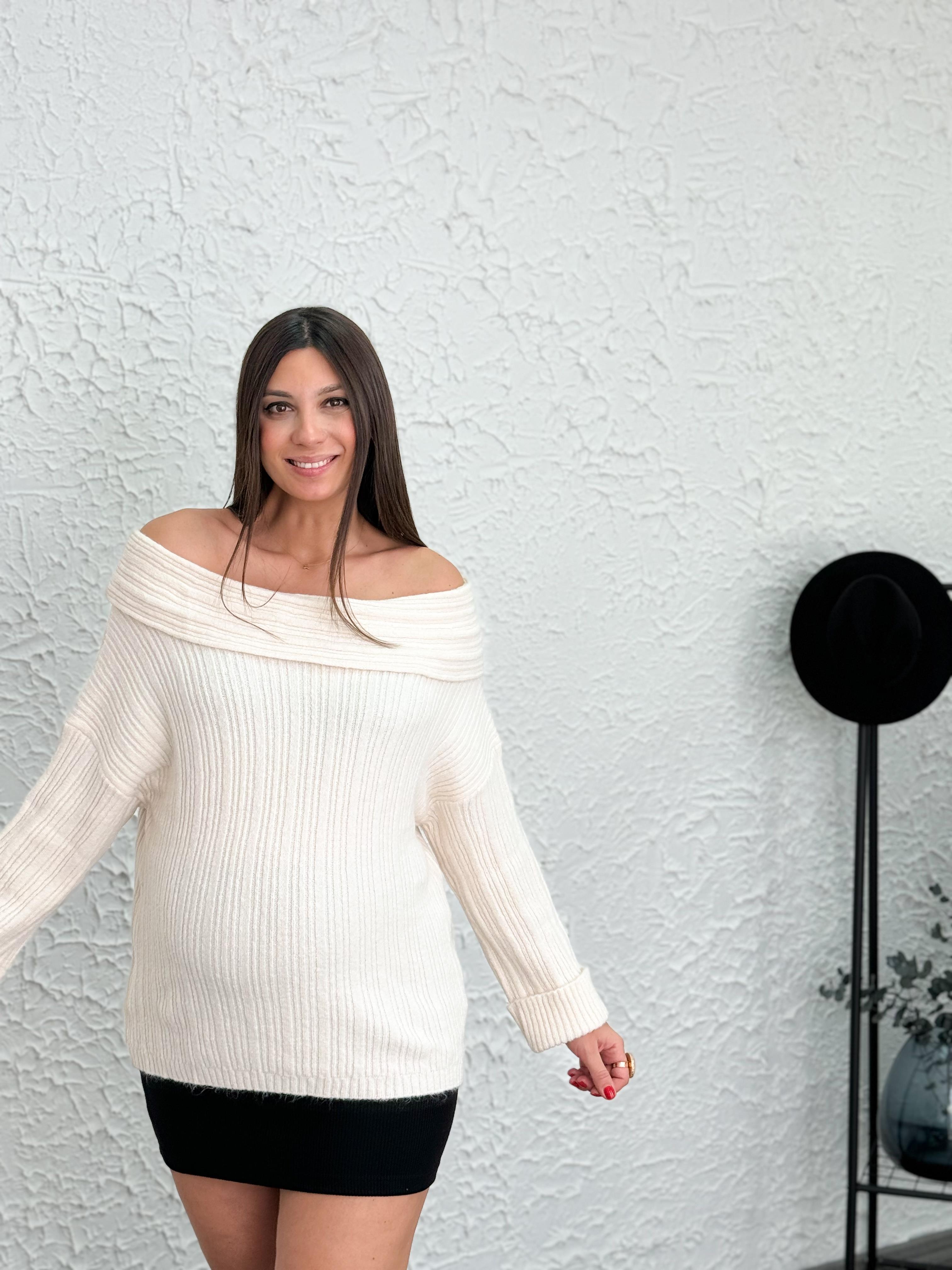 TİMA MADONNA YAKA KREM KAZAK