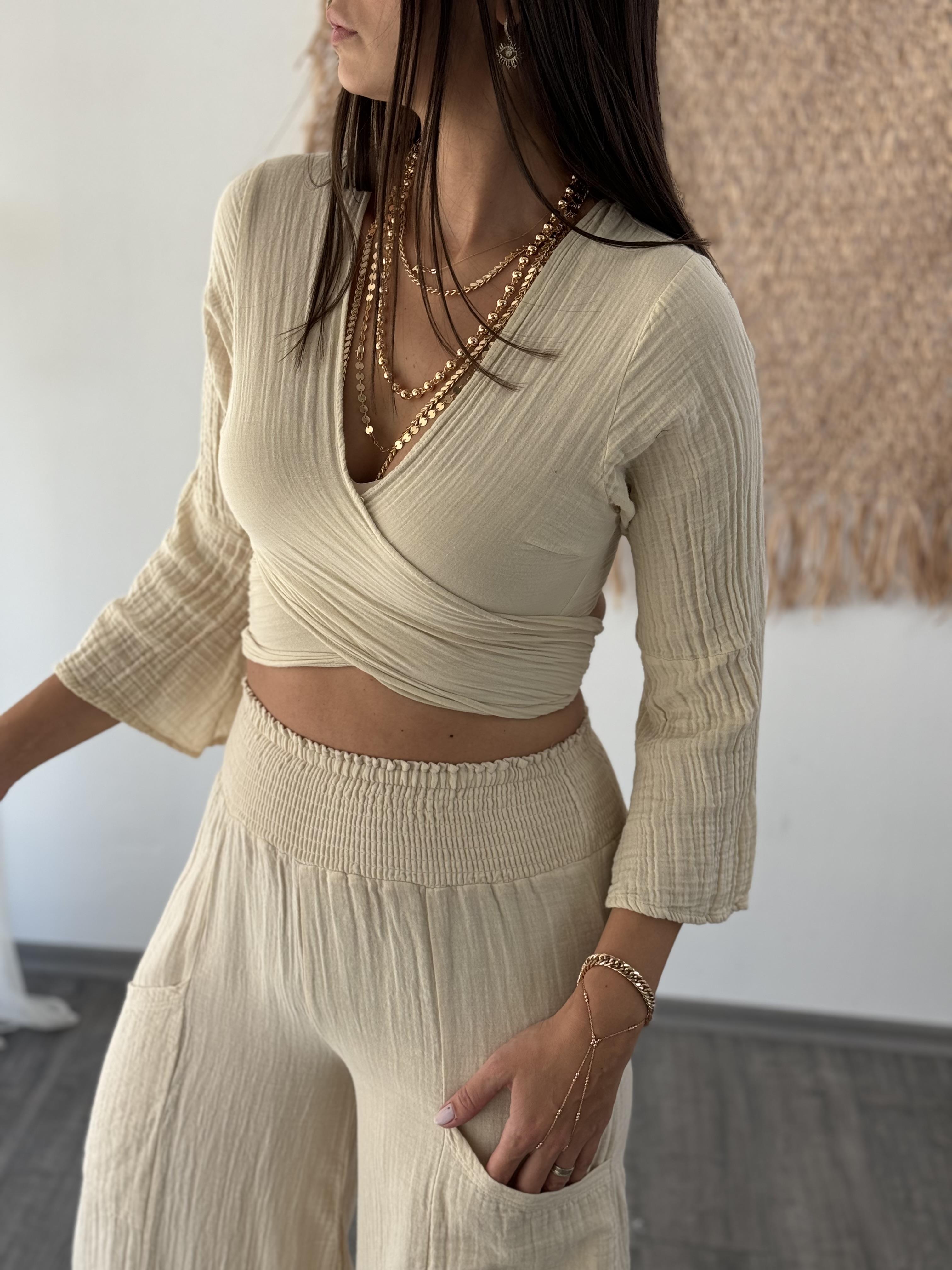 TORİ BEL LASTİKLİ BEJ PANTOLON